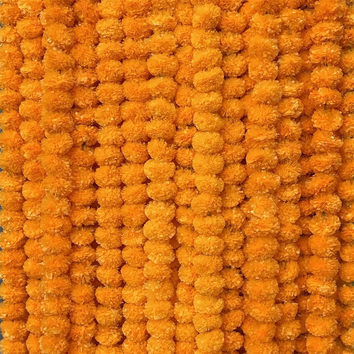 Tutuviw 4Pcs Marigold Garland,5 ft Diwali Wedding Party Mantle Decoration,Faux Artificial Marigold Flowers,Faux Wedding Garlands,Diwali Decoration,Spring Bush Floral,Indian Marigold Flowers(Orange) Orange - Image 2