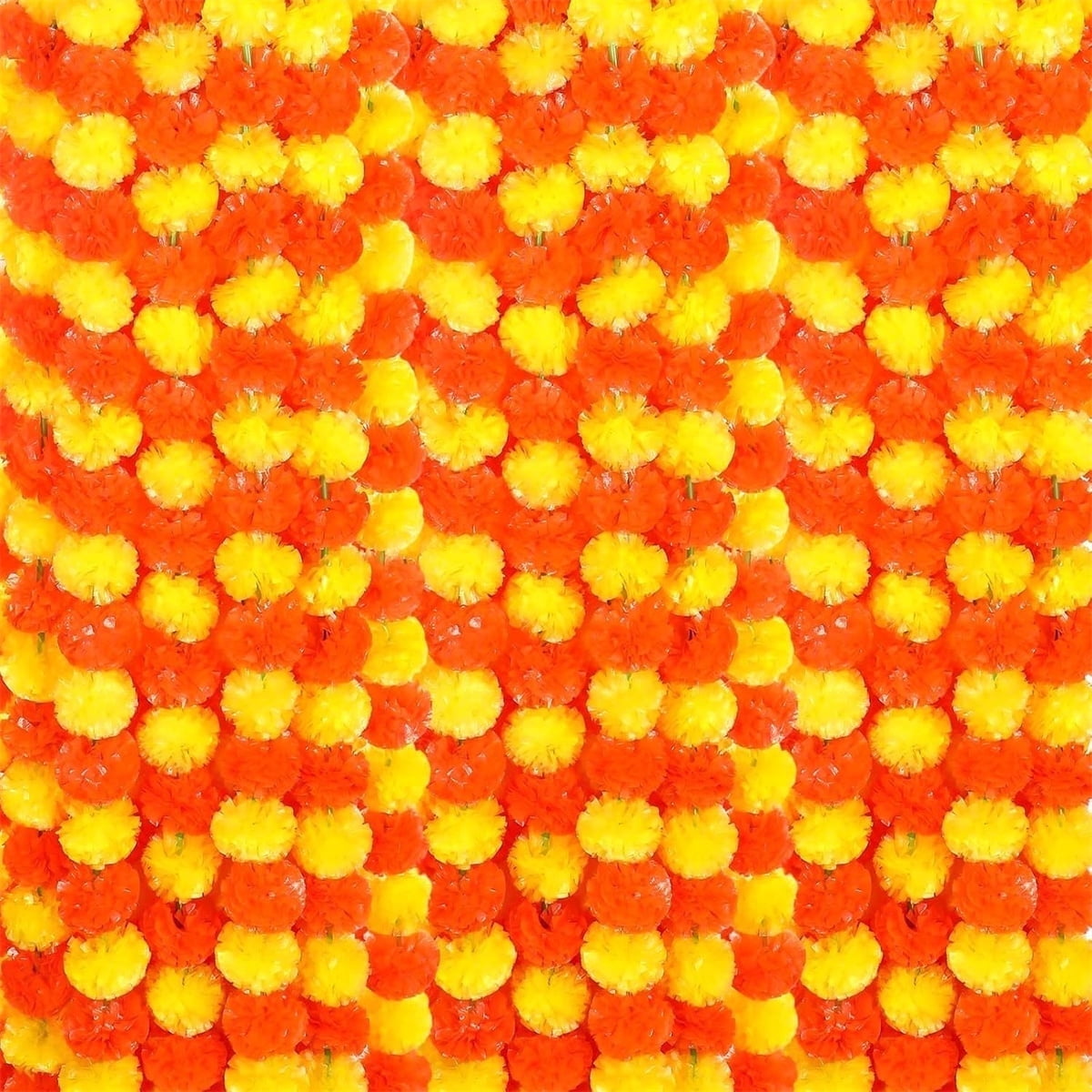 Tutuviw 4Pcs Marigold Garland,5 ft Diwali Wedding Party Mantle Decoration,Faux Artificial Marigold Flowers,Faux Wedding Garlands,Diwali Decoration,Spring Bush Floral,Indian Marigold Flowers(Orange) Yellow,orange - Image 2