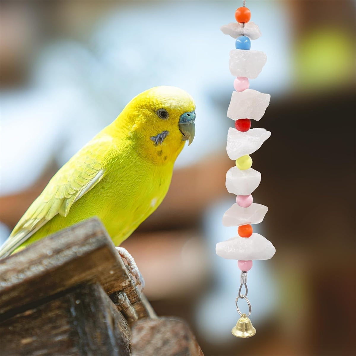 Tutuviw 2Pcs Bird Cuttlebone Chew Toy,Natural Calcium Cuddle Bone Sharp Beaks Cage Toy,Large Parrot Chewing Calcium Cuttlebone with Bells,Calcium Stone Chew Toy Grinding Teeth for Parrot Hamster - Image 4