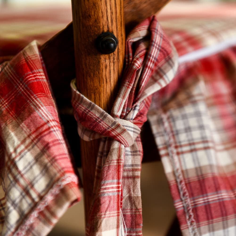 Buffalo Plaid Ruffled Chair Cushion with Ties Country Style Tartan Kitchen Dining Chair Pad Super Soft Seat Cushion with Removable Cotton Cover (Red,17