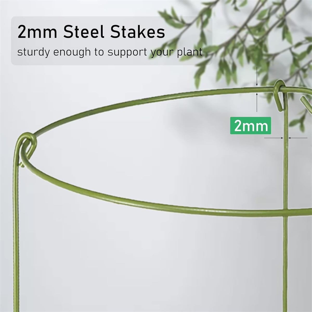 Tutuviw 3 Pcs Garden Plant Support Rings for Potted Plant,9x11in Round Metal Plant Stakes Rings,Garden Plant Support Brace,Peony Cages Support Stakes Ring,Plant Support Stakes for Indoor Outdoor 7
