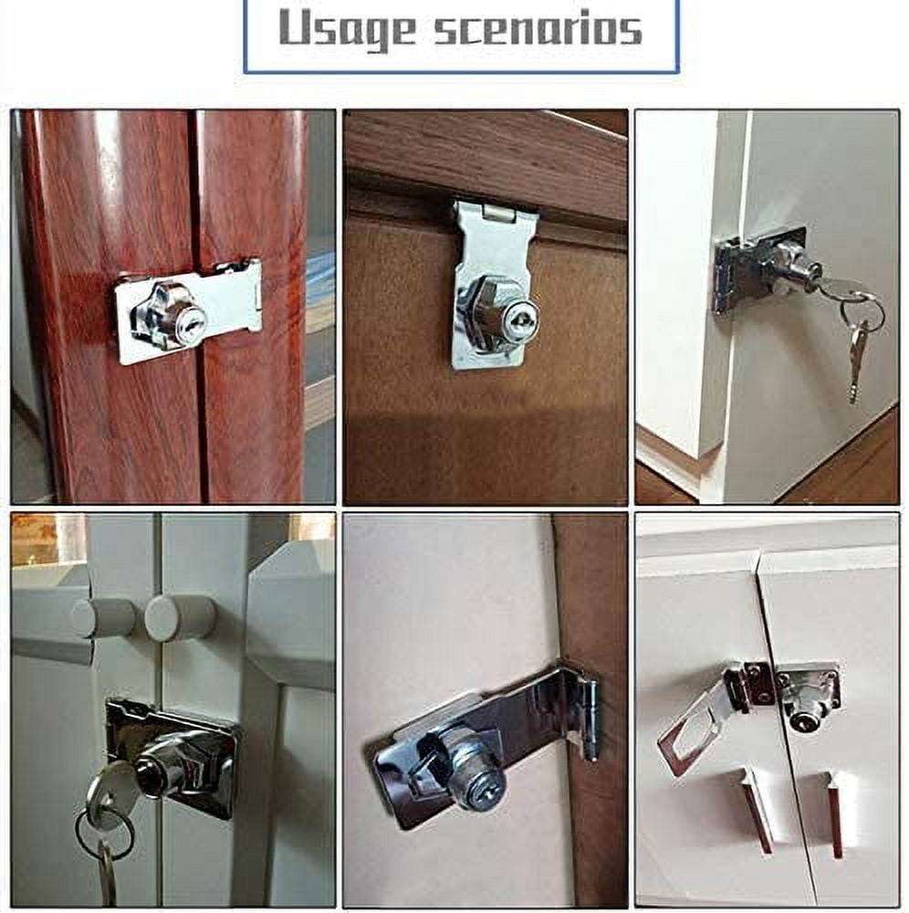 2 Packs Keyed Locks Twist Knob Locking Hasp for Small Doors, Cabinets and More,Stainless Steel Steel, Catch Latch Safety Lock with Keys (4inch, Silver) - Image 6