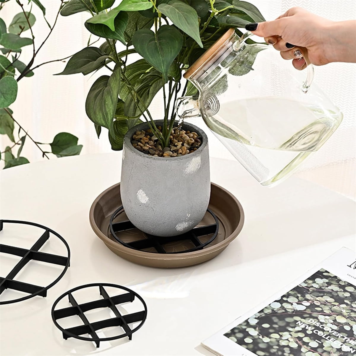 Plant Saucer Drainage Rack Stand,Tutuviw 21Pcs 3 Size Flower Pot Level Feet Elevator Support Holder,Plant Stands for Flower Pot Prevention Drainage,Reusable Mesh Pad,Raises Protector Plant Trivet - Image 7
