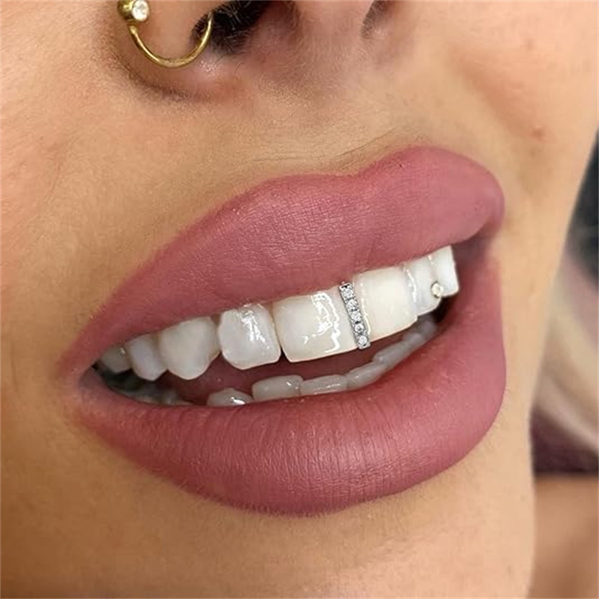 Tutuviw 6Pcs 18K Gold Plated Hip Hop Teeth,Hip Hop Teeth Grillz Set for Men Women,Hip Hop Grills for Your Teeth Top and Bottom,Rapper Costume Cosplay Teeth Jewelry and Accessories - Image 4