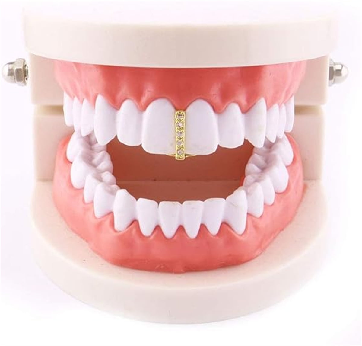 Tutuviw 6Pcs 18K Gold Plated Hip Hop Teeth,Hip Hop Teeth Grillz Set for Men Women,Hip Hop Grills for Your Teeth Top and Bottom,Rapper Costume Cosplay Teeth Jewelry and Accessories - Image 5