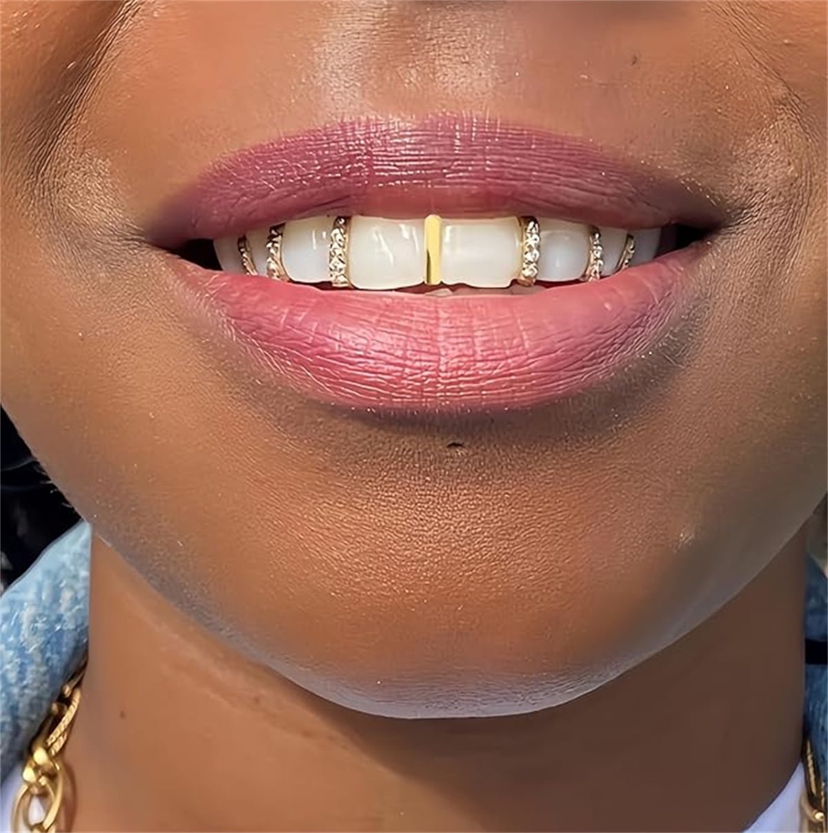 Tutuviw 6Pcs 18K Gold Plated Hip Hop Teeth,Hip Hop Teeth Grillz Set for Men Women,Hip Hop Grills for Your Teeth Top and Bottom,Rapper Costume Cosplay Teeth Jewelry and Accessories - Image 7