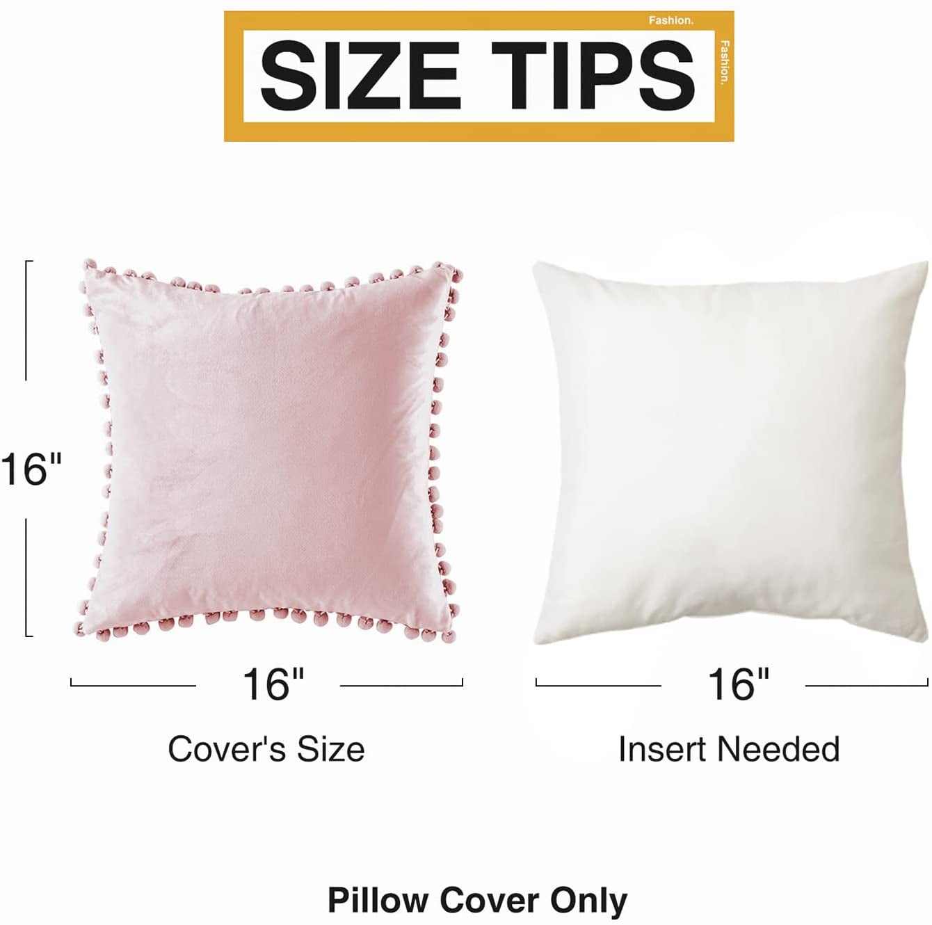 Blush Pink Throw Pillow Covers for Couch Bed Sofa Decorative Pillow Covers 16x16 Set of 2 Soft Velvet Square Cushion Covers with Tassels Cute Girl Princess Aesthetic Home Decor Baby Pink - Image 5