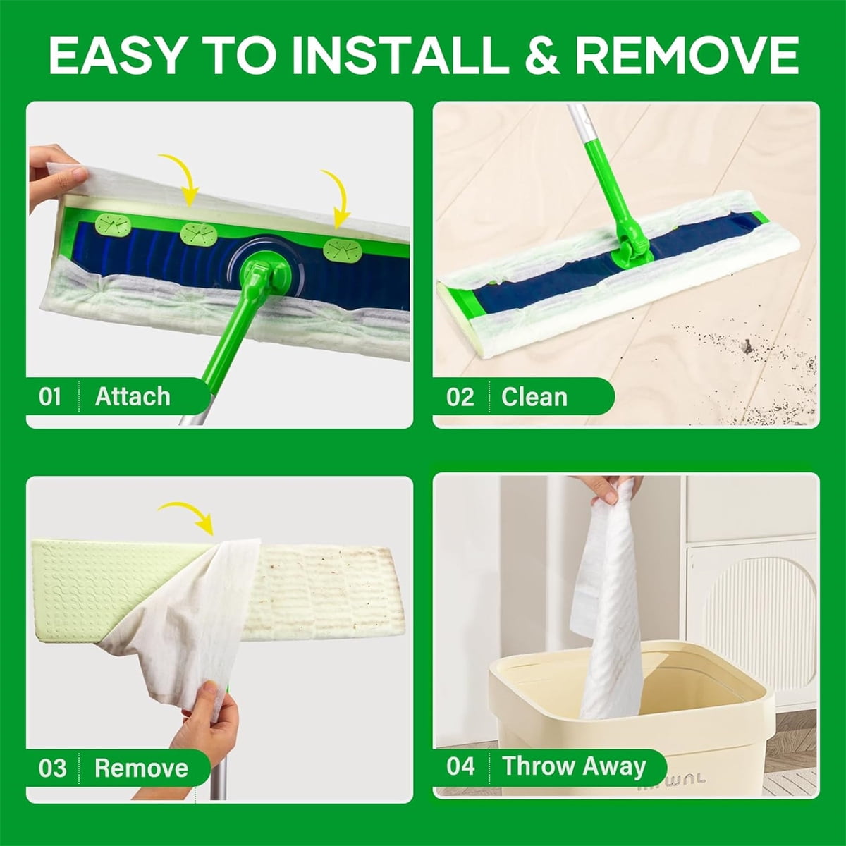 QZS Dry Sweeping Cloths,9.8x17.3In Disposable Dry Mop Refills Floor Cloths for Home,Hardwood Floor Dust and Cleaning,30Pack - Image 3