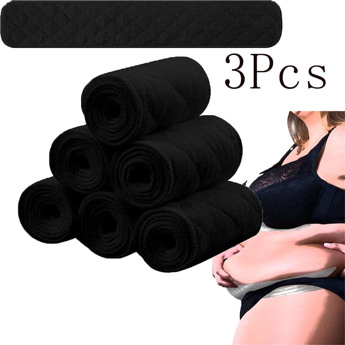Tutuviw 6 Pcs Bra Liners for Sweat,18x3 Inch 3 Layer Rectangle Cotton Under Breasts Pads for Women Absorb Sweating,Washable Bra Liners to Absorb Sweat for Women Sweating Supplies(Nude) Black - Image 1