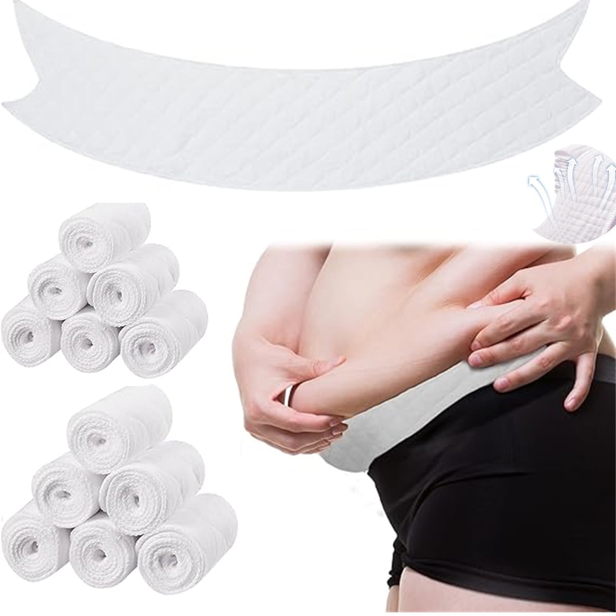 Tutuviw 6 Pcs Bra Liners for Sweat,18x3 Inch 3 Layer Rectangle Cotton Under Breasts Pads for Women Absorb Sweating,Washable Bra Liners to Absorb Sweat for Women Sweating Supplies(Nude) White - Image 1