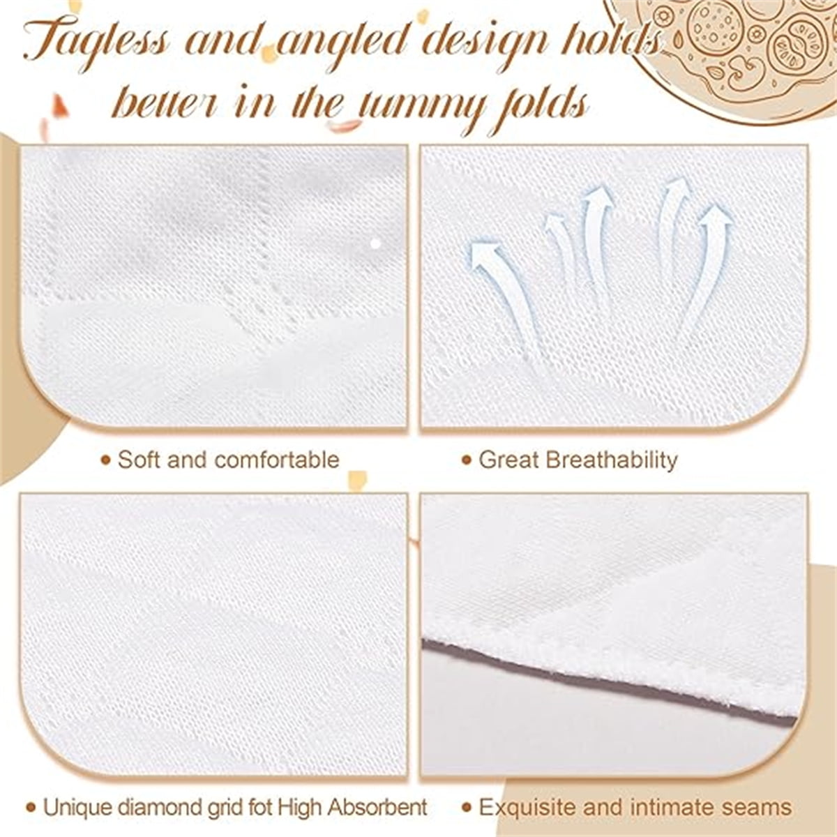 Tutuviw 6 Pcs Bra Liners for Sweat,18x3 Inch 3 Layer Rectangle Cotton Under Breasts Pads for Women Absorb Sweating,Washable Bra Liners to Absorb Sweat for Women Sweating Supplies(Nude) White - Image 4