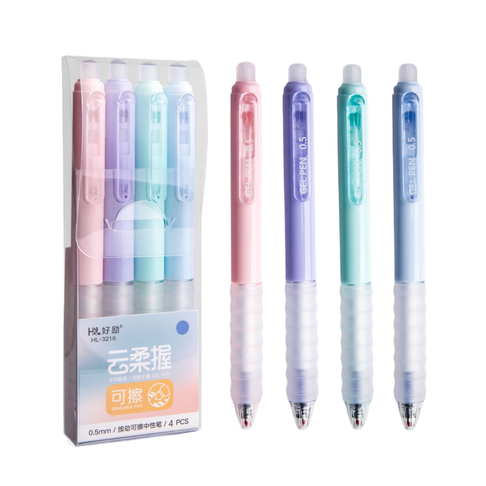 4 PCS Erasable Pens - 0.5mm Press Rub Out Gel Pens with Eraser Clear, Heat Friction Markers, Make Mistakes Disappear, for Drawing Writing Planner and Note Marking(A,Black) Black - Image 2