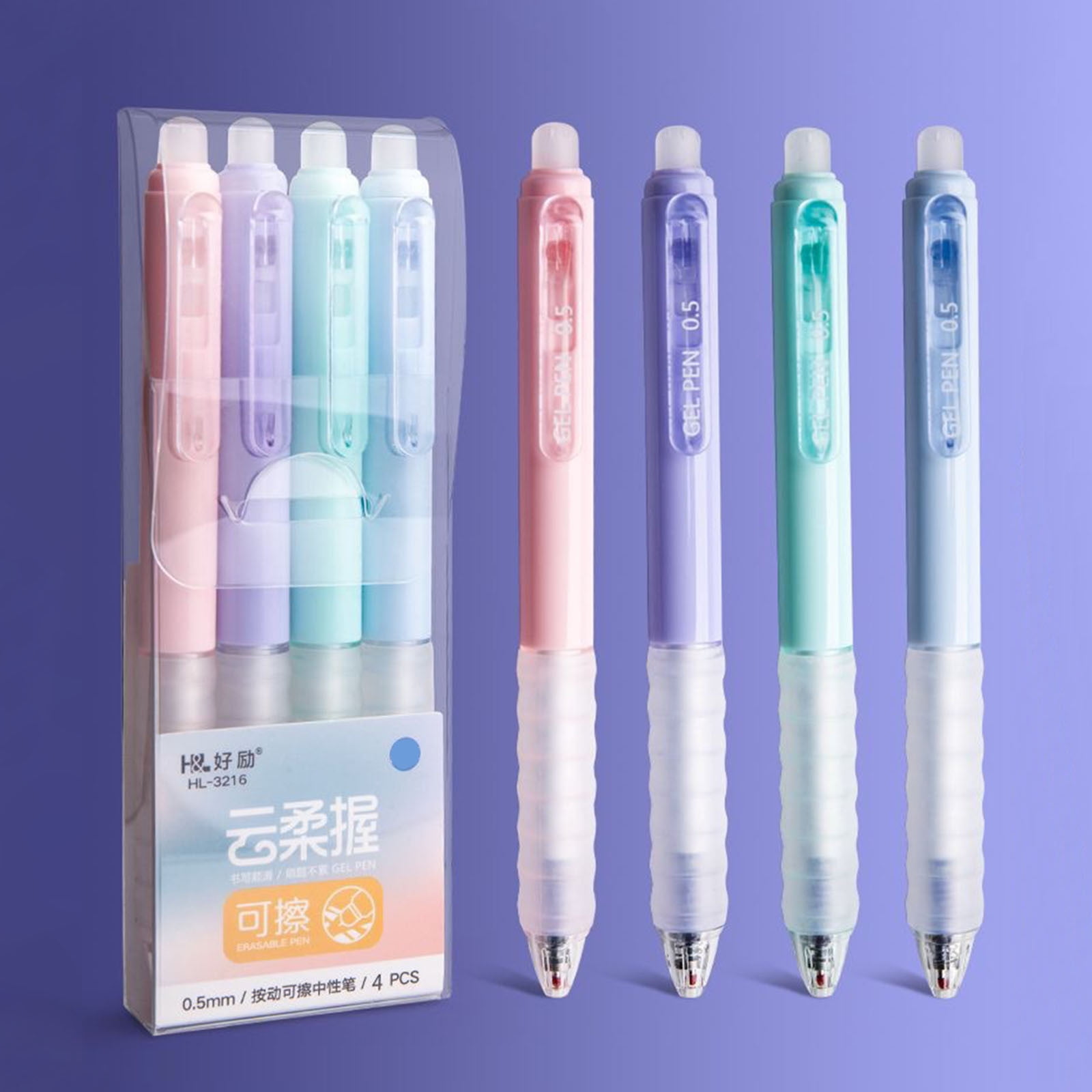 4 PCS Erasable Pens - 0.5mm Press Rub Out Gel Pens with Eraser Clear, Heat Friction Markers, Make Mistakes Disappear, for Drawing Writing Planner and Note Marking(A,Black) Black - Image 4