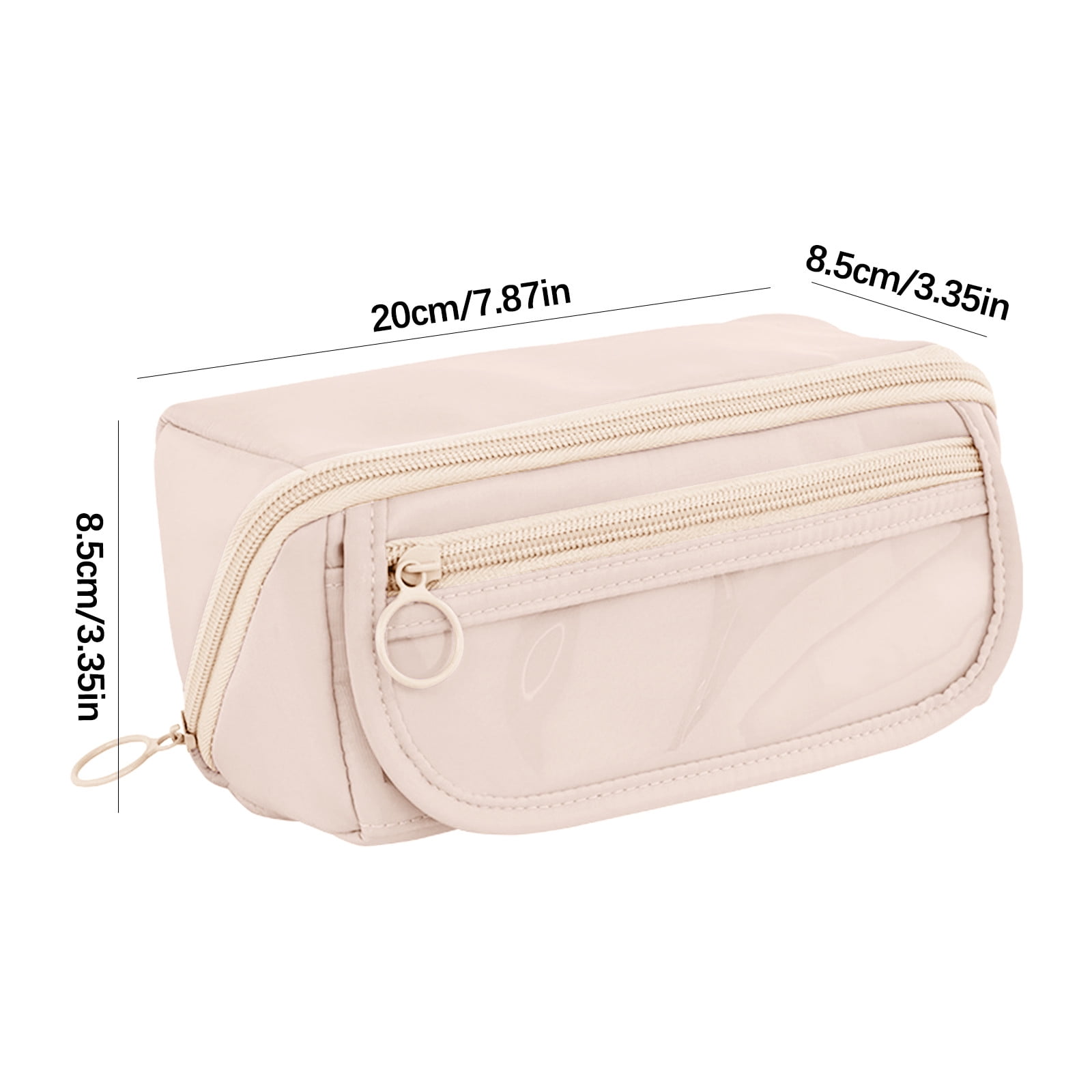 Multi-layer Cloth Pencil Case, Large Capacity Pen Pouch, Pen Stationery Organizer, Portable Art Supply Marker Storage Pencil Box for Office, Home, Travel(Purple) Beige - Image 3