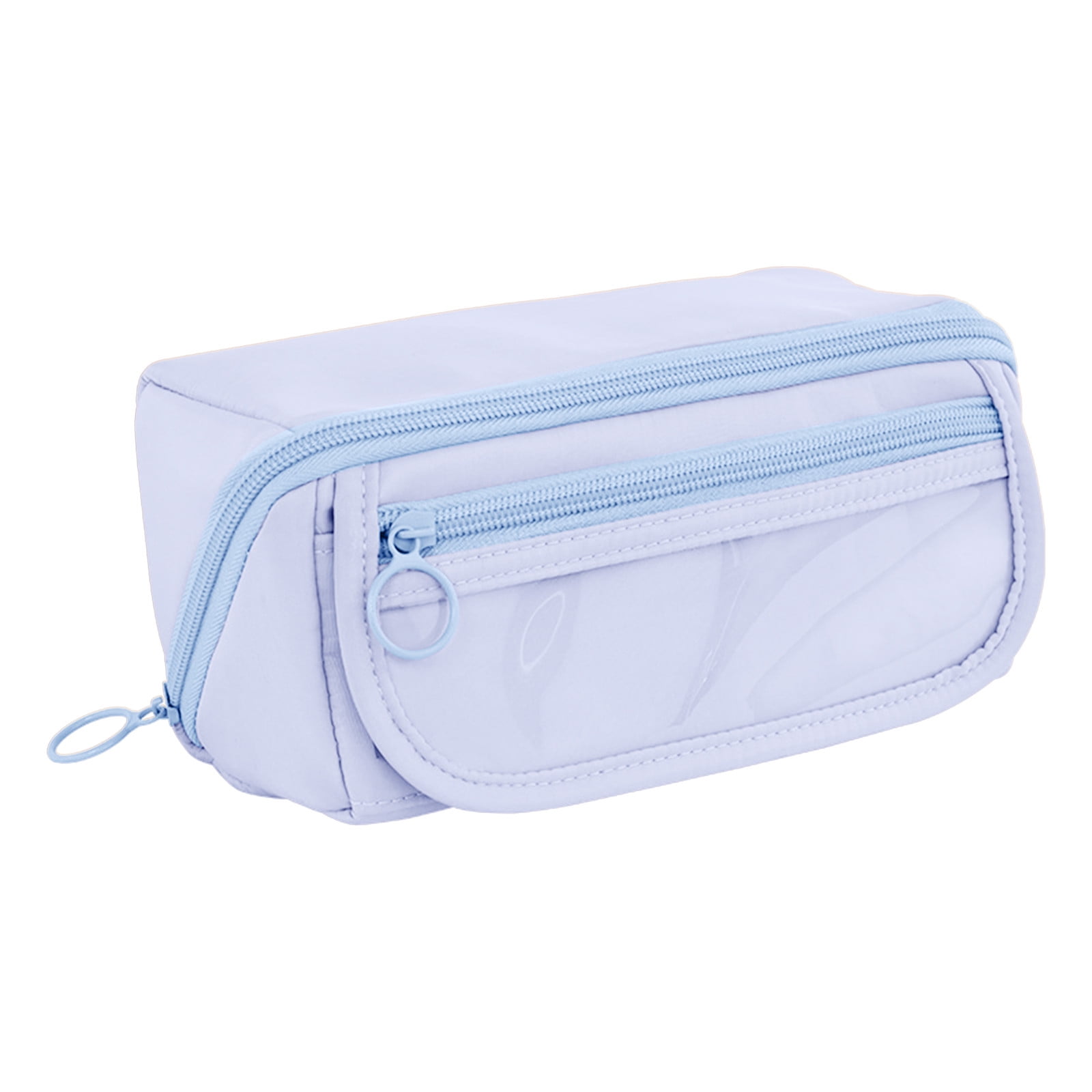 Multi-layer Cloth Pencil Case, Large Capacity Pen Pouch, Pen Stationery Organizer, Portable Art Supply Marker Storage Pencil Box for Office, Home, Travel(Purple) Blue - Image 2