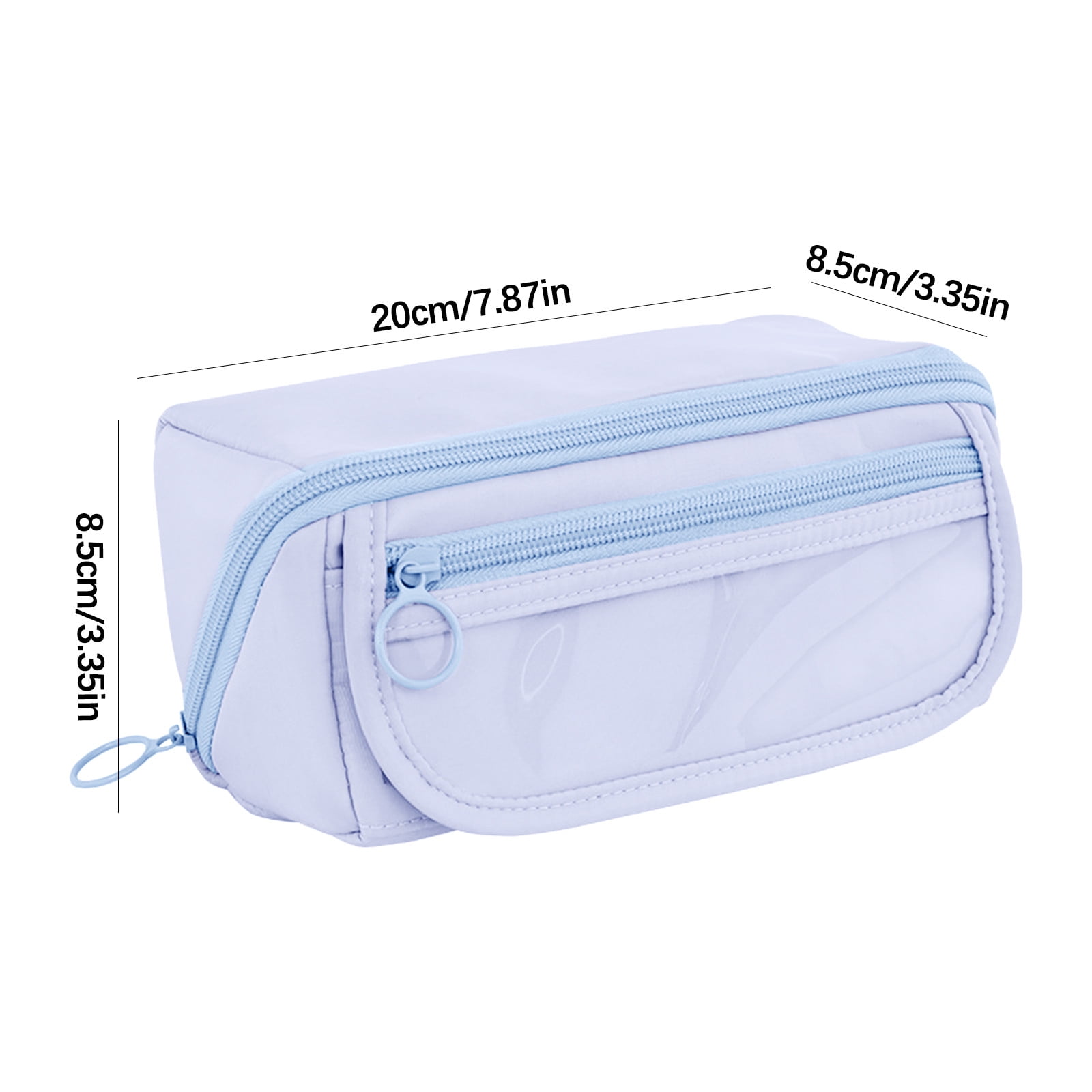 Multi-layer Cloth Pencil Case, Large Capacity Pen Pouch, Pen Stationery Organizer, Portable Art Supply Marker Storage Pencil Box for Office, Home, Travel(Purple) Blue - Image 3