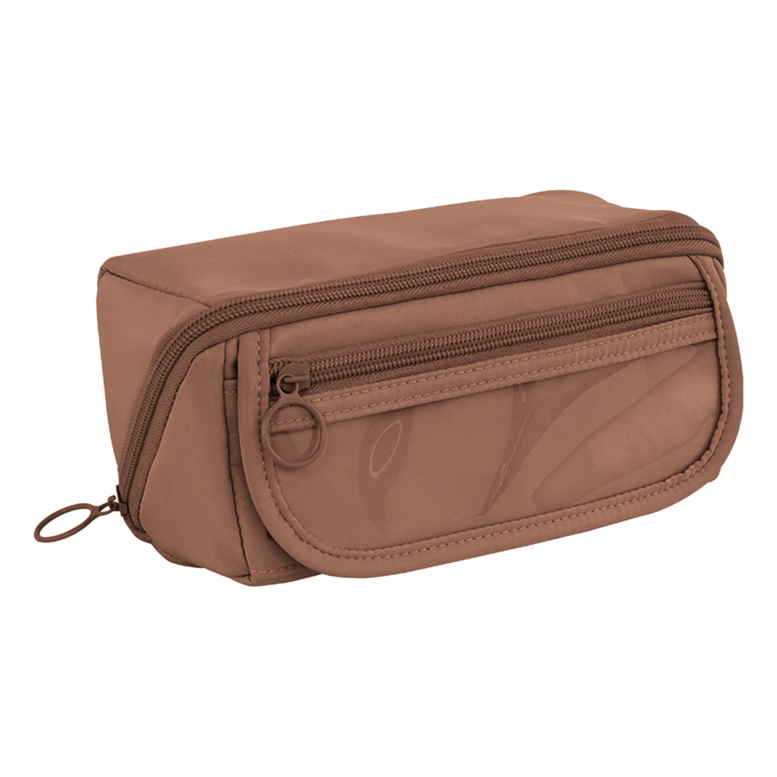 Multi-layer Cloth Pencil Case, Large Capacity Pen Pouch, Pen Stationery Organizer, Portable Art Supply Marker Storage Pencil Box for Office, Home, Travel(Purple) Brown - Image 2