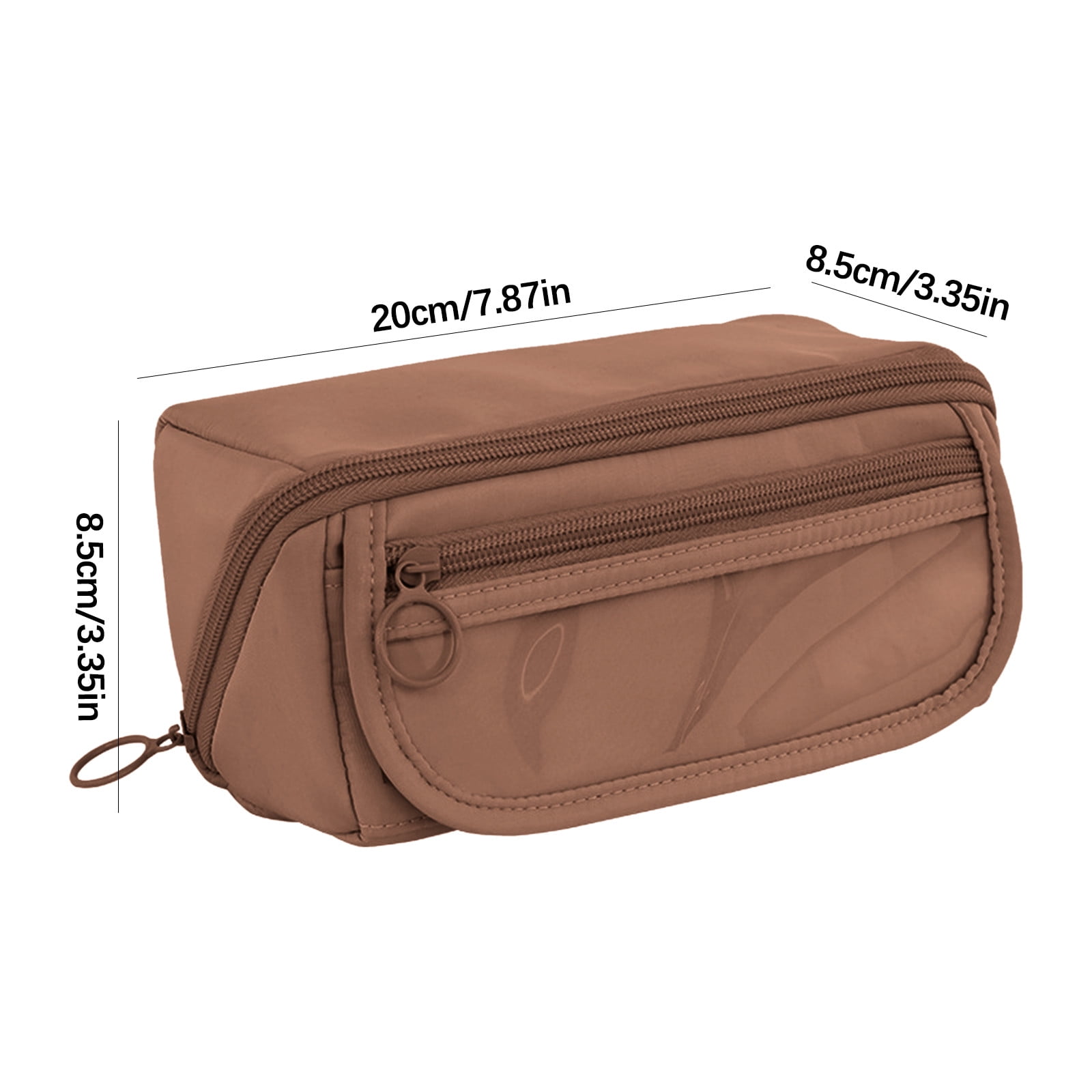 Multi-layer Cloth Pencil Case, Large Capacity Pen Pouch, Pen Stationery Organizer, Portable Art Supply Marker Storage Pencil Box for Office, Home, Travel(Purple) Brown - Image 3