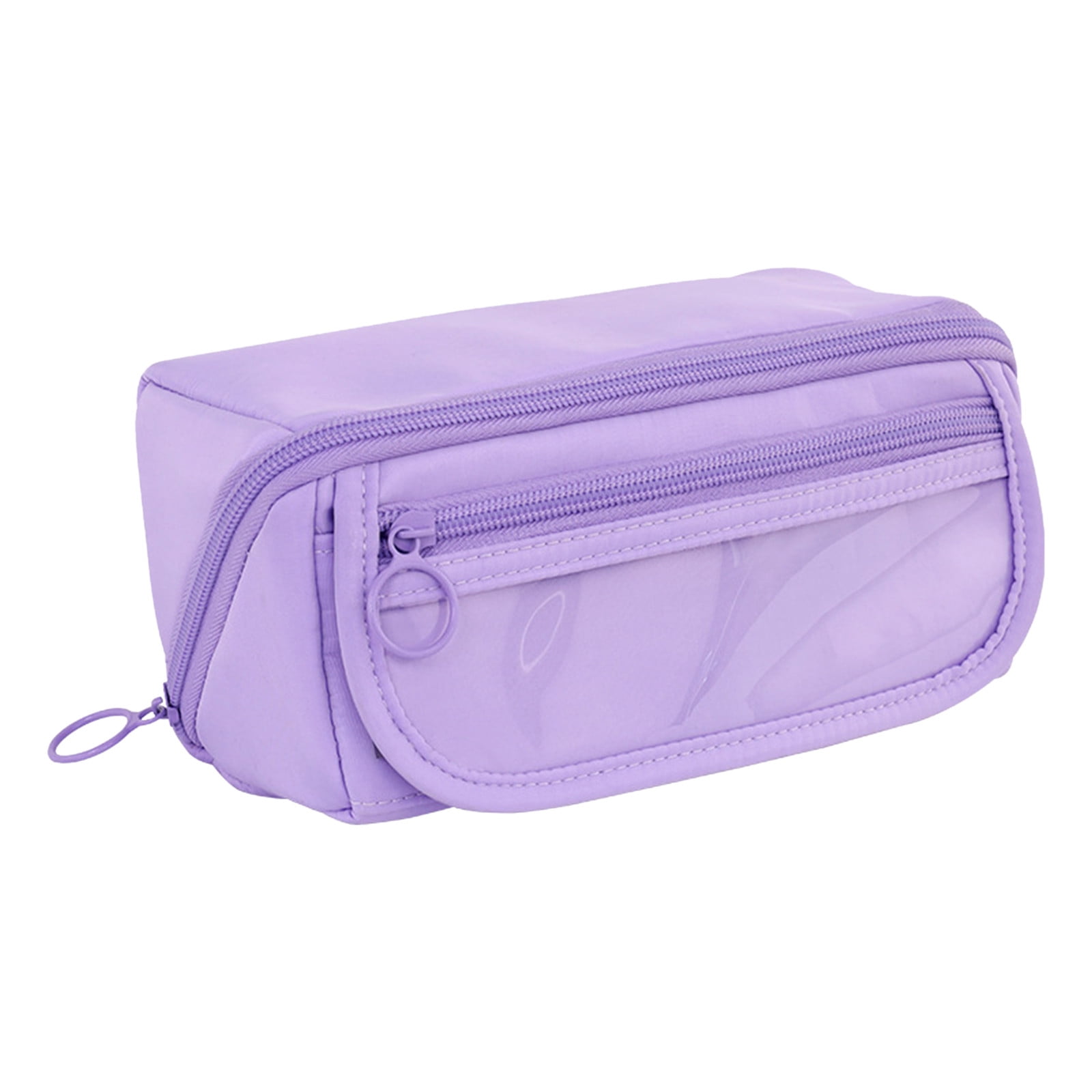Multi-layer Cloth Pencil Case, Large Capacity Pen Pouch, Pen Stationery Organizer, Portable Art Supply Marker Storage Pencil Box for Office, Home, Travel(Purple) Purple - Image 2