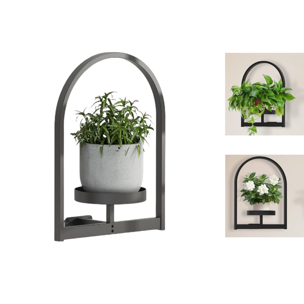Metal Hanging Flower Holder,QZS Wall Plant Holders,Premium Picture Frame Flower Stand,Portable Indoor Plant Shelves for Bathroom,Living Room,2pcs - Image 1