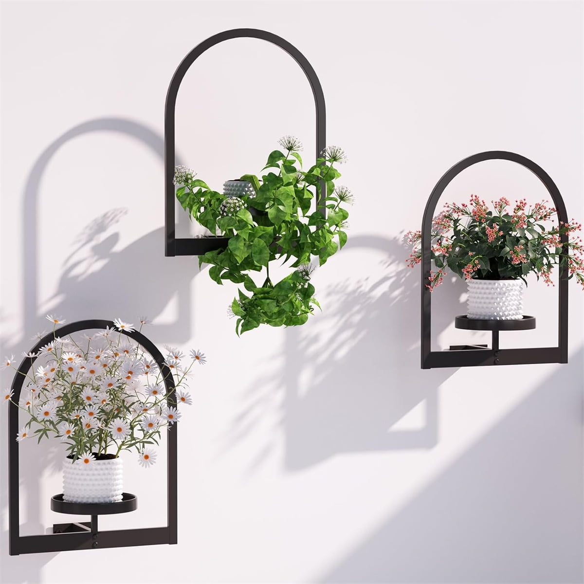 Metal Hanging Flower Holder,QZS Wall Plant Holders,Premium Picture Frame Flower Stand,Portable Indoor Plant Shelves for Bathroom,Living Room,2pcs - Image 6