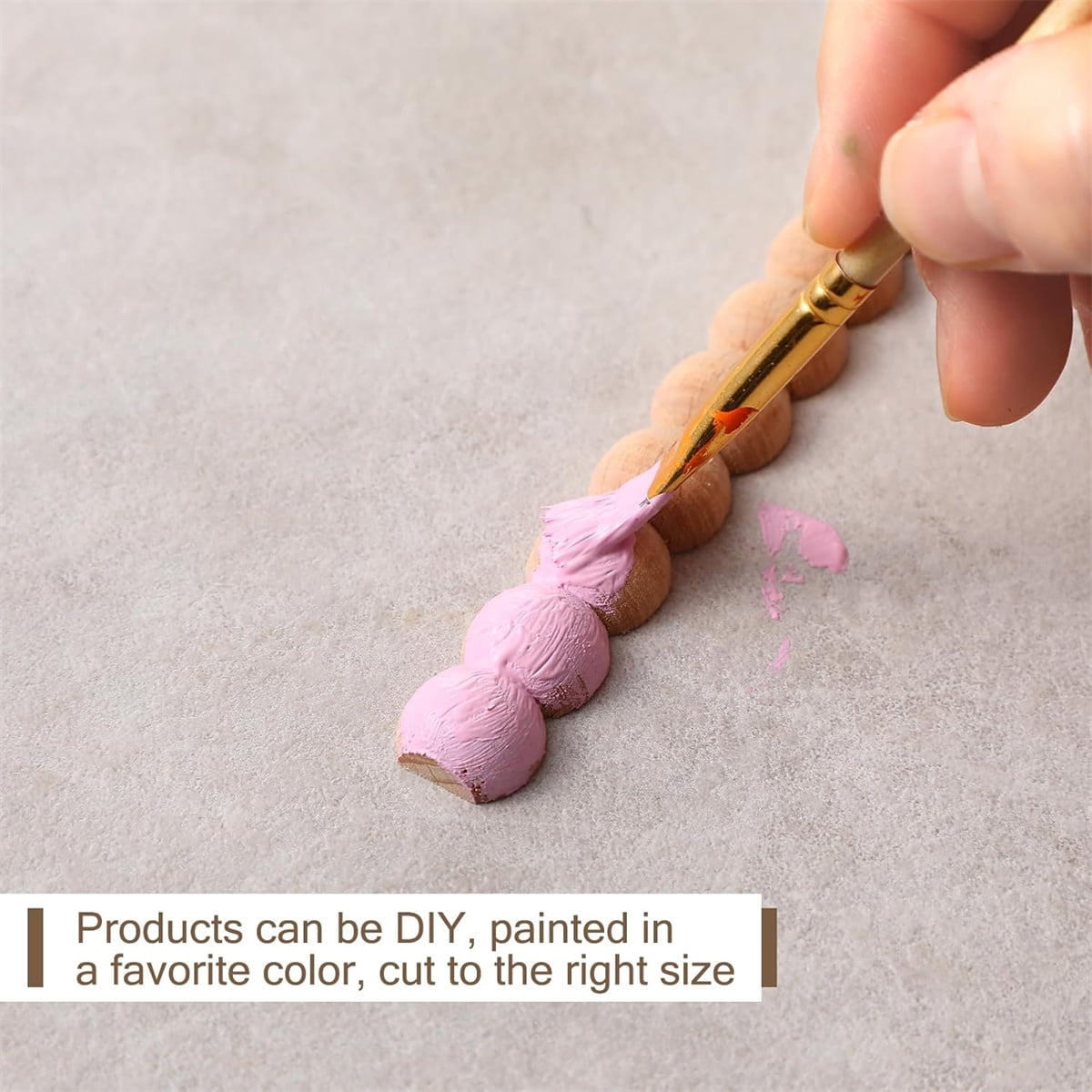 Tutuviw 12 Pcs Decorative Half Wooden Beads Trim Molding Half Wooden Beads Trim Molding 15. 75 in Unfinished 3D Decorative Bead Pearl Wood Molding Cute DIY Moulding Trim for Home Wall Cabinet Shelf - Image 3