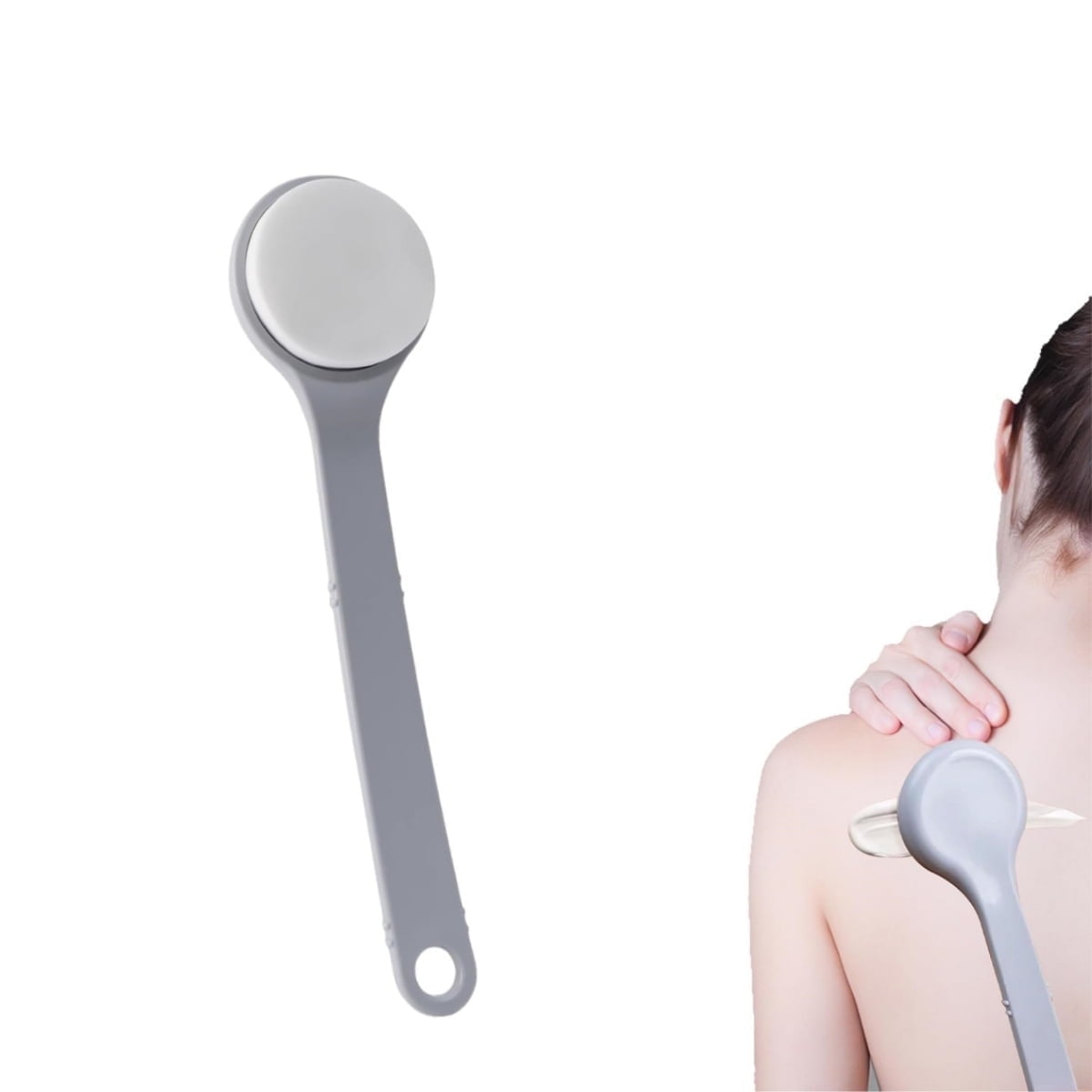 QZS Back Lotion Applicator,11.2x3in Reusable Back Sunscreen Applicator for Home,Portable Gray Body Lotion Brush for Sunscreen,Cream - Image 1