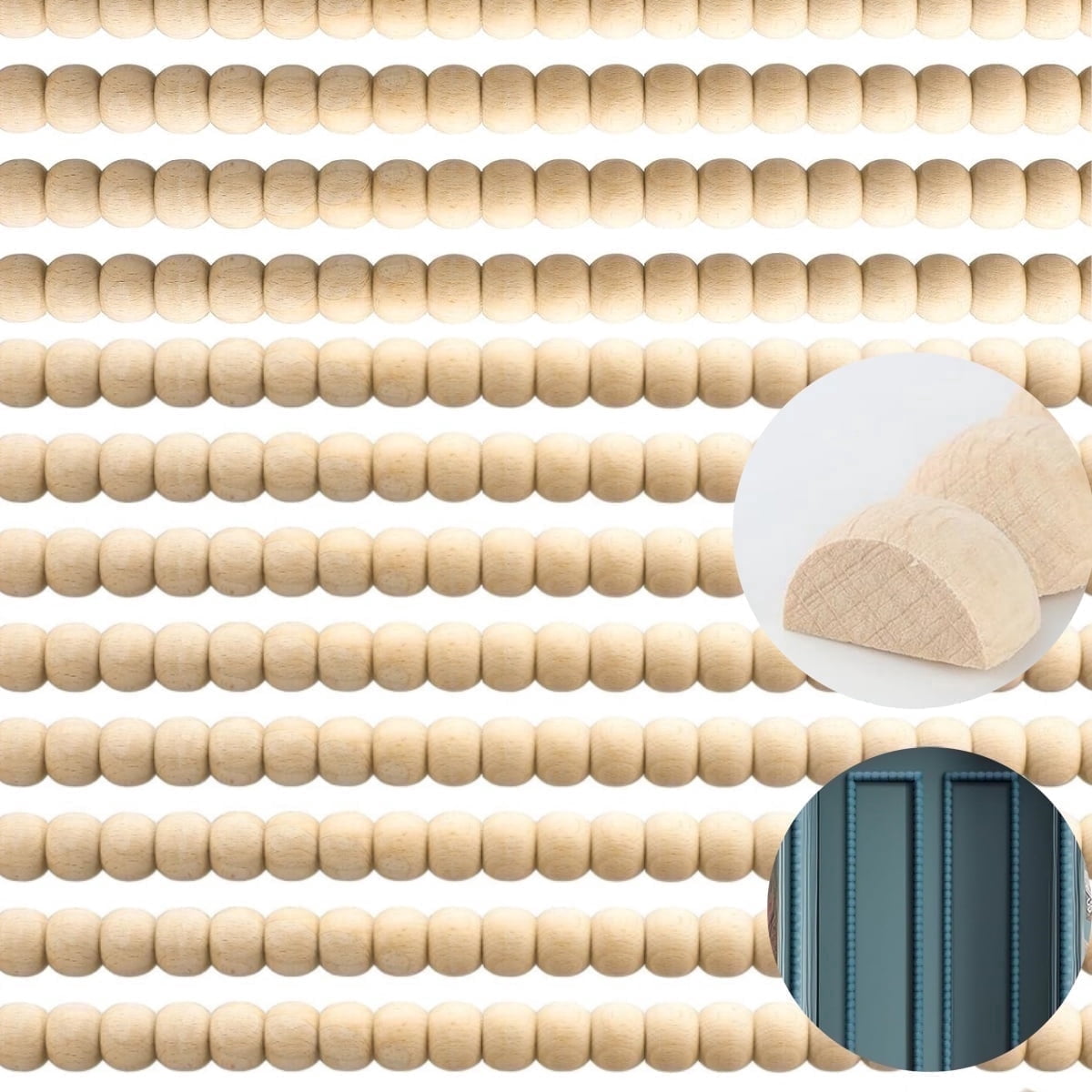 12pcs Bobbin Trim Wood Molding,15.75 inch Unfinished Wood Molding for Window,Wooden Door Trim,QZS Decorative Beaded Wood Trim for Home,Wall,Shelf Door - Image 1