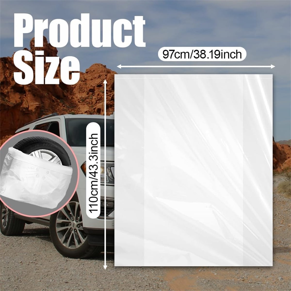 4Pcs Extra-Large Tire Covers,Tutuviw Tire Storage Bags,Waterproof Dustproof Wheel Protective Cover,Automotive Accessories Tear-Resistant Plastic Tire Bags Spare Tyre Bags Universal for Most Vehicles - Image 2