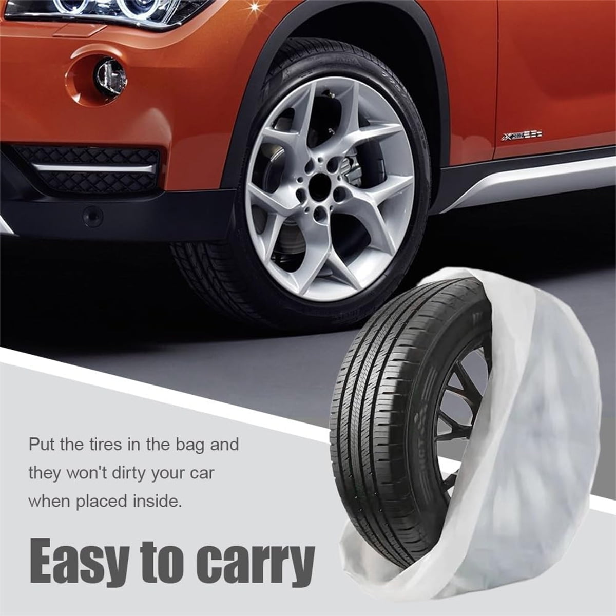 4Pcs Extra-Large Tire Covers,Tutuviw Tire Storage Bags,Waterproof Dustproof Wheel Protective Cover,Automotive Accessories Tear-Resistant Plastic Tire Bags Spare Tyre Bags Universal for Most Vehicles - Image 4