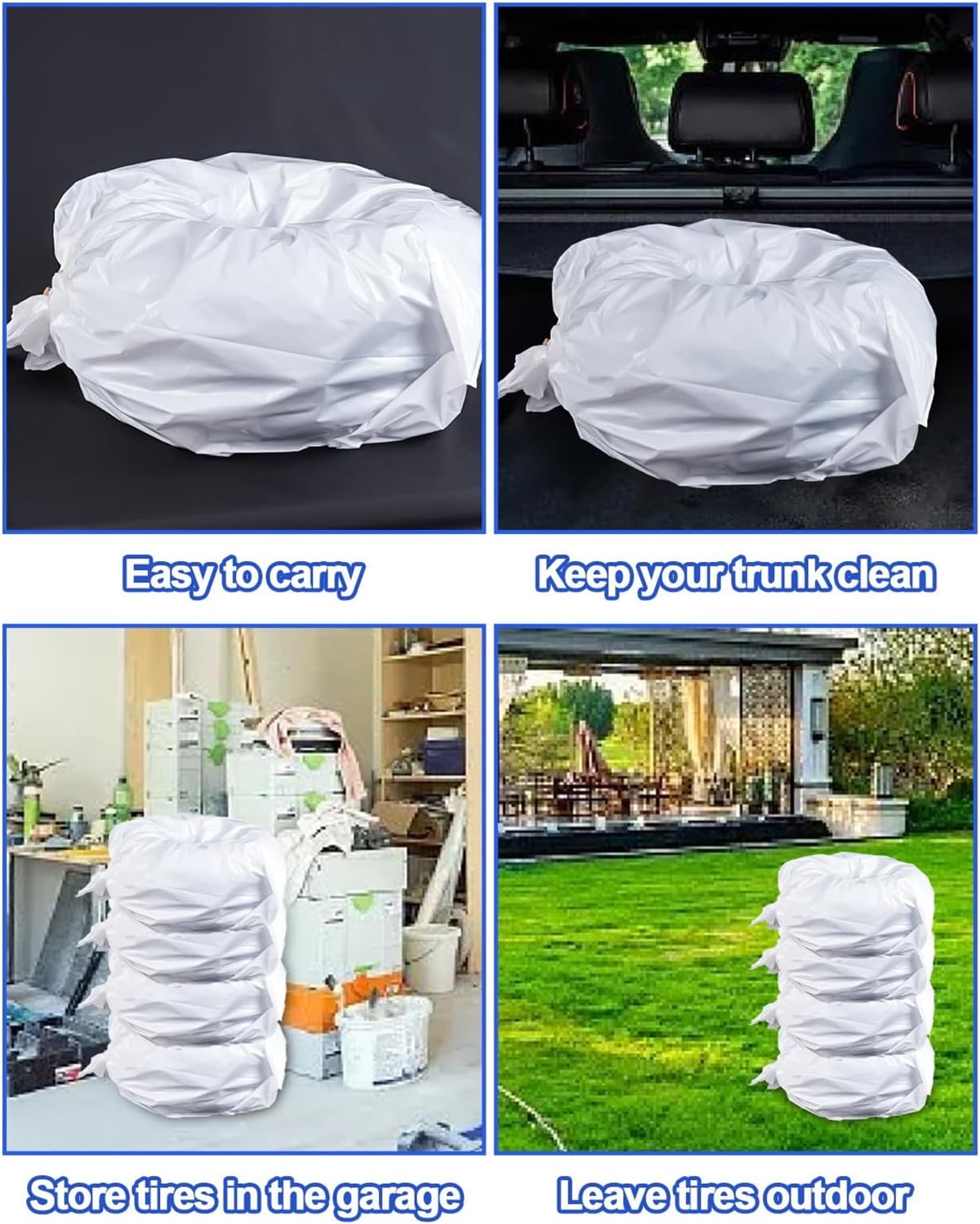 4Pcs Extra-Large Tire Covers,Tutuviw Tire Storage Bags,Waterproof Dustproof Wheel Protective Cover,Automotive Accessories Tear-Resistant Plastic Tire Bags Spare Tyre Bags Universal for Most Vehicles - Image 6
