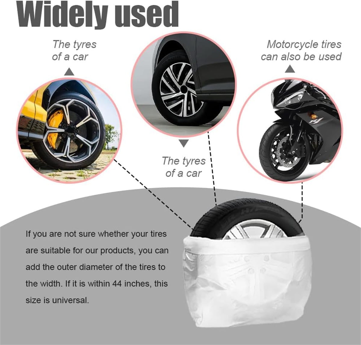 4Pcs Extra-Large Tire Covers,Tutuviw Tire Storage Bags,Waterproof Dustproof Wheel Protective Cover,Automotive Accessories Tear-Resistant Plastic Tire Bags Spare Tyre Bags Universal for Most Vehicles - Image 7