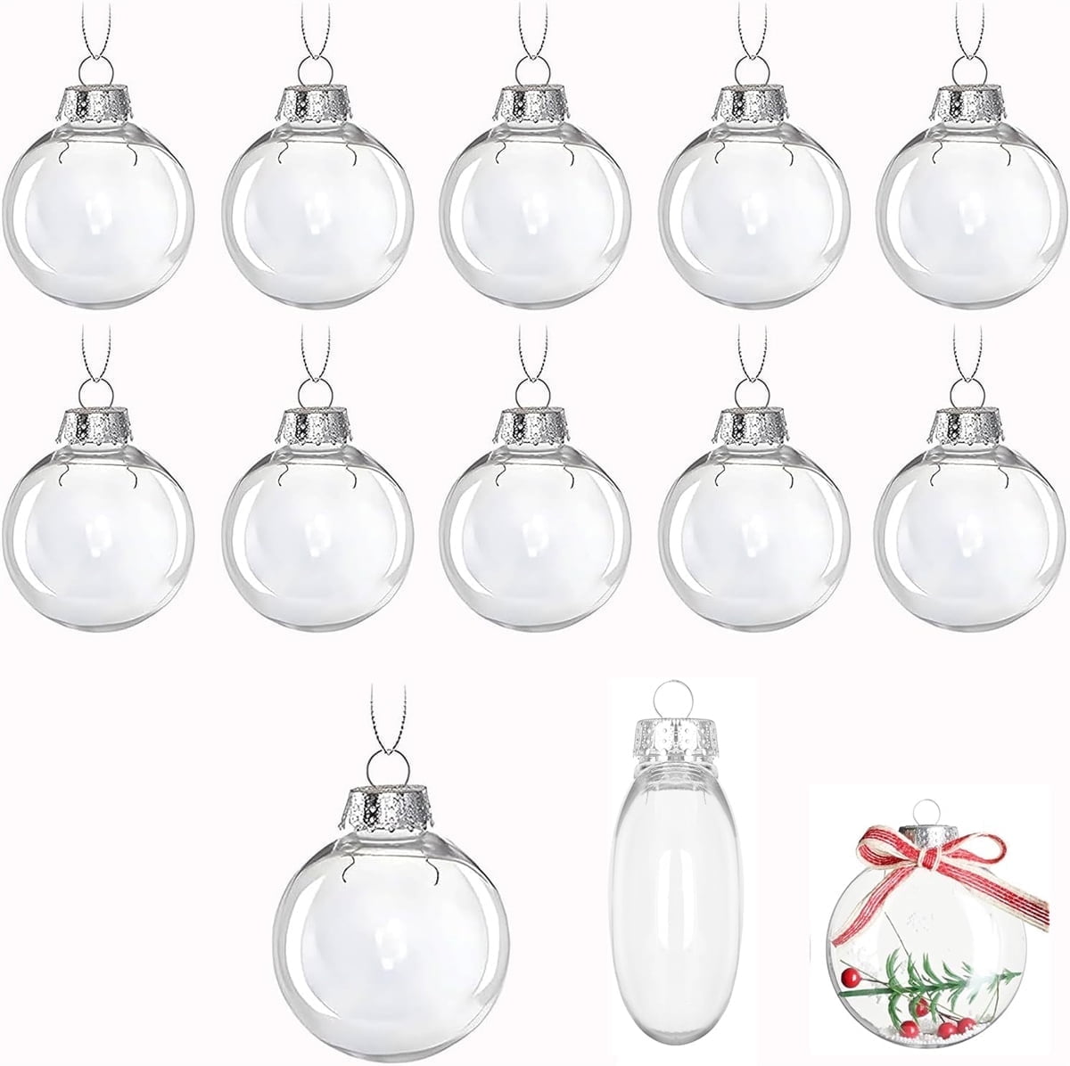 Tutuviw 12 Pcs Flat Round Paintable Clear Christmas Bulbs 2.4