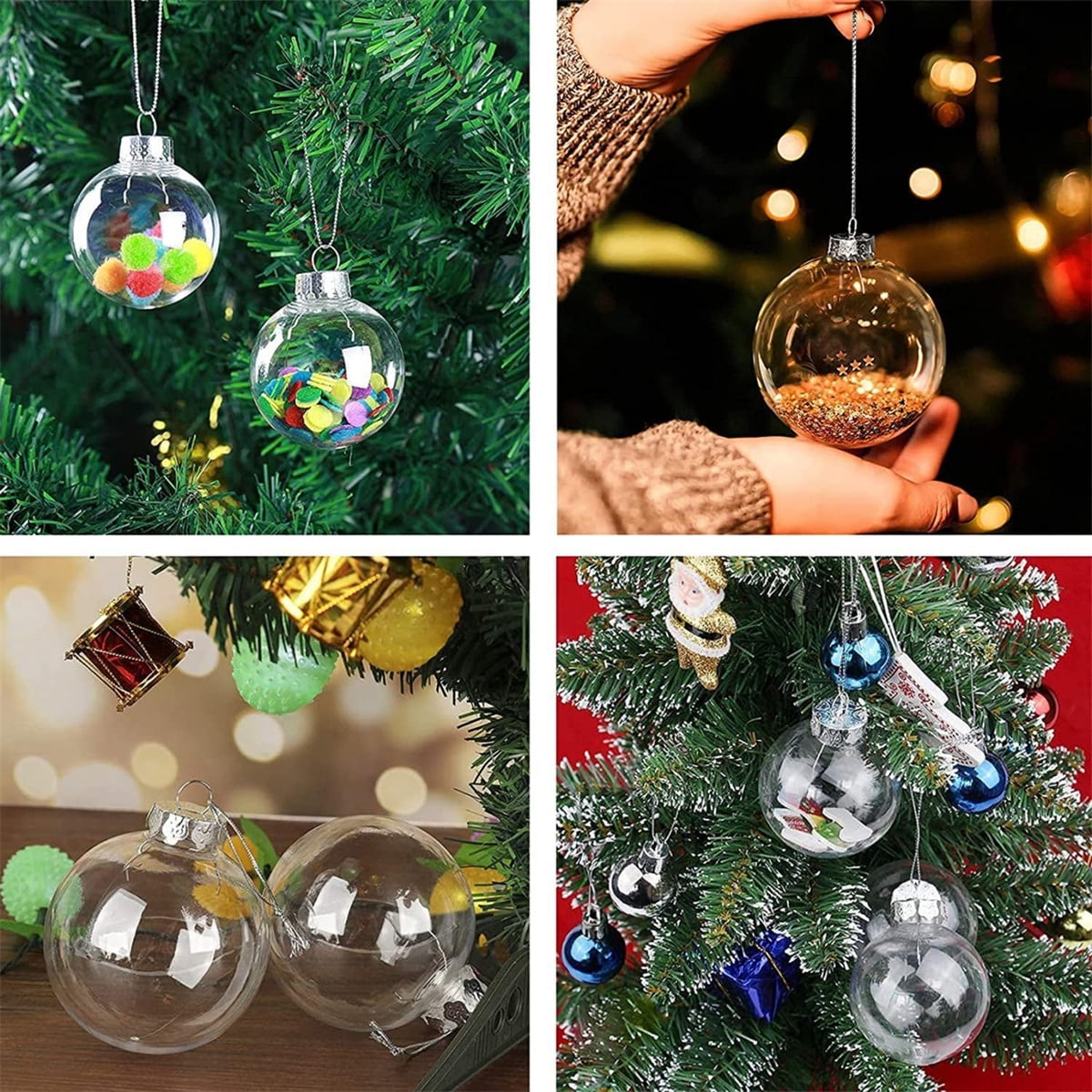 Tutuviw 12 Pcs Flat Round Paintable Clear Christmas Bulbs 2.4