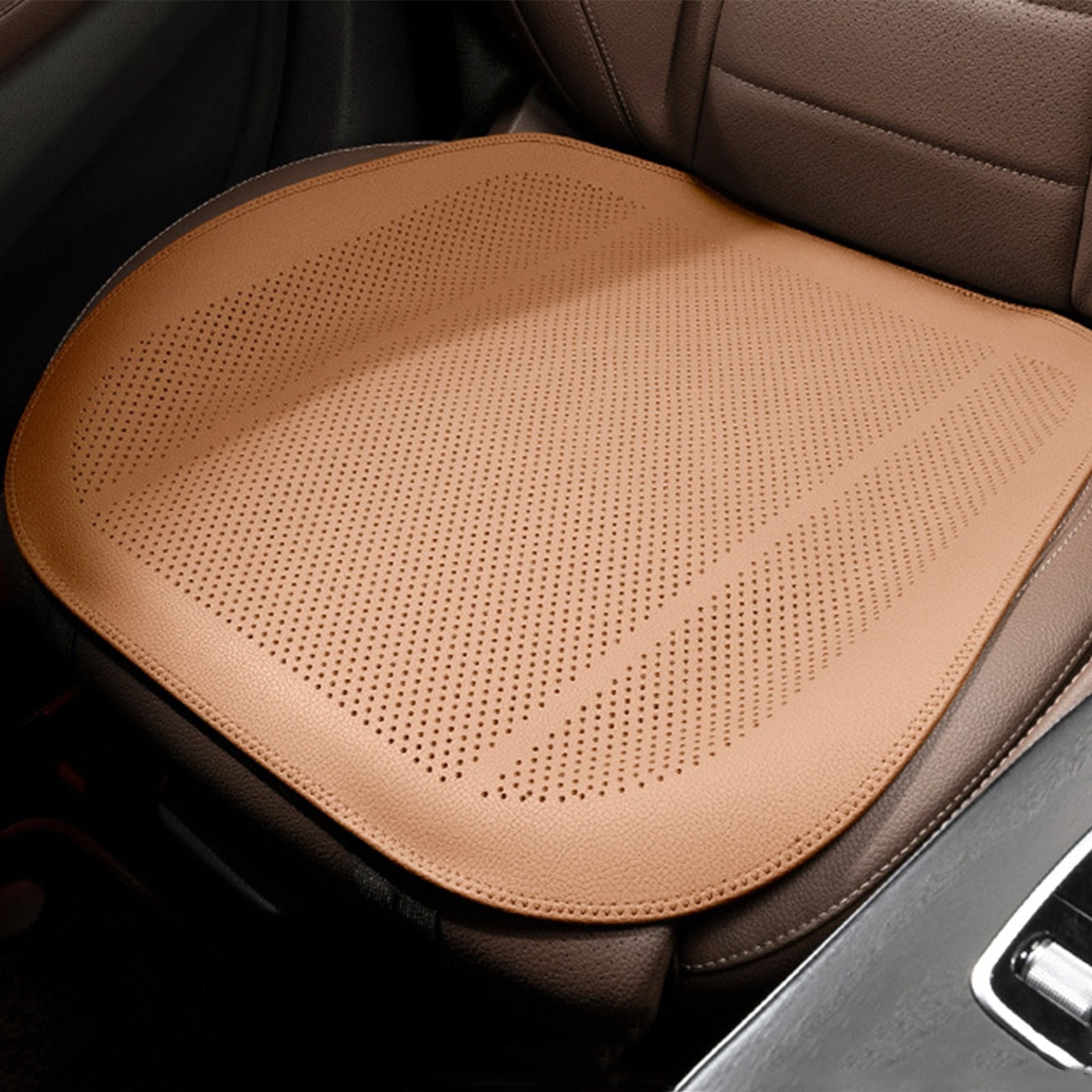 Front Car Seat Covers Water Proof Seat Protector Universal Fit, Ventilation Car Seat Cushion, Universal Anti-Slip Driver Seat Cover, for Most Cars SUVs and Trucks Beige - Image 6