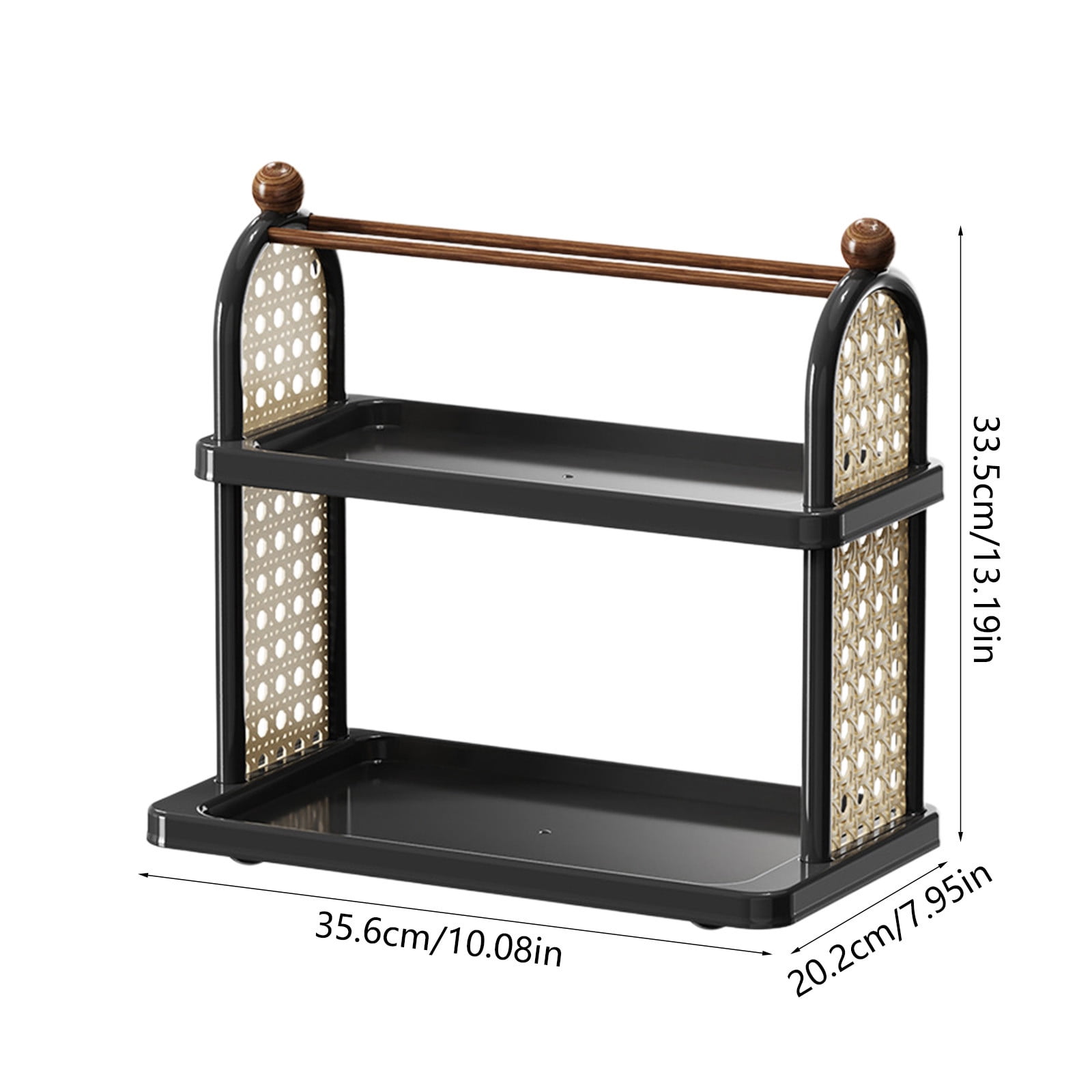 Tea Water Rack, Multi-Functional Storage Rack, Multi Layer Cup Storage Rack, Multi-function Rack Desktop Storage Rack, Mul-tifunctional Wooden Tea Cup Station Countertop Stand Shel Black - Image 3