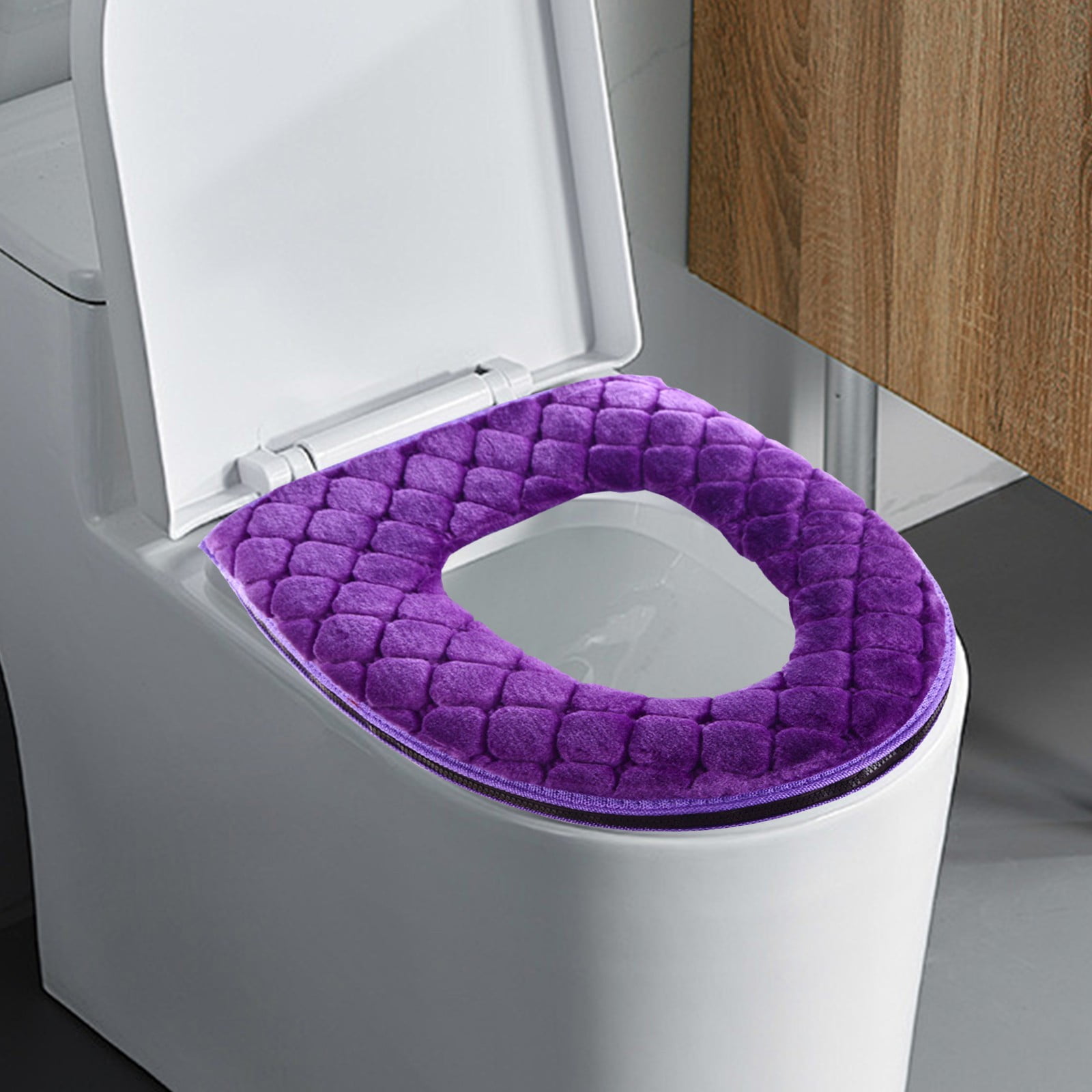 Winter Heated Plush Toilet Seat, Soft Toilet Seat Cushion, Washable and Comfortable Toilet Seat Cover Pads, Reusable Thicker Warmer Cover Pads, Convenient Installation Brown - Image 5