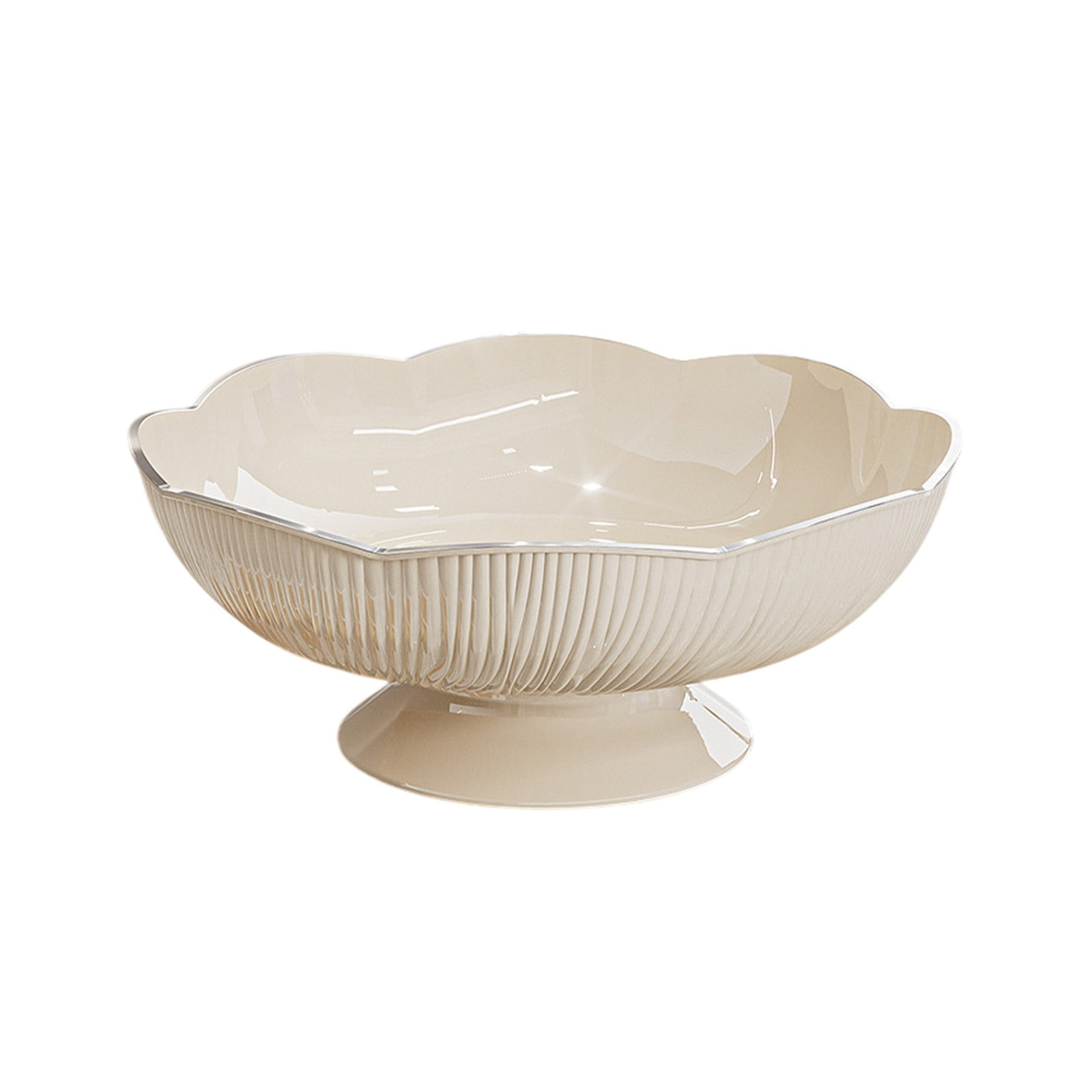 Ceramic Fruit Bowl for Kitchen Counter, Lights Pitches Fruit Plates, Decorative Bowl, Pedestal Bowl, Footed Bowl, Modern Fruit Bowl, Large Fruit Bowl, Home Decorative Bowls White - Image 2