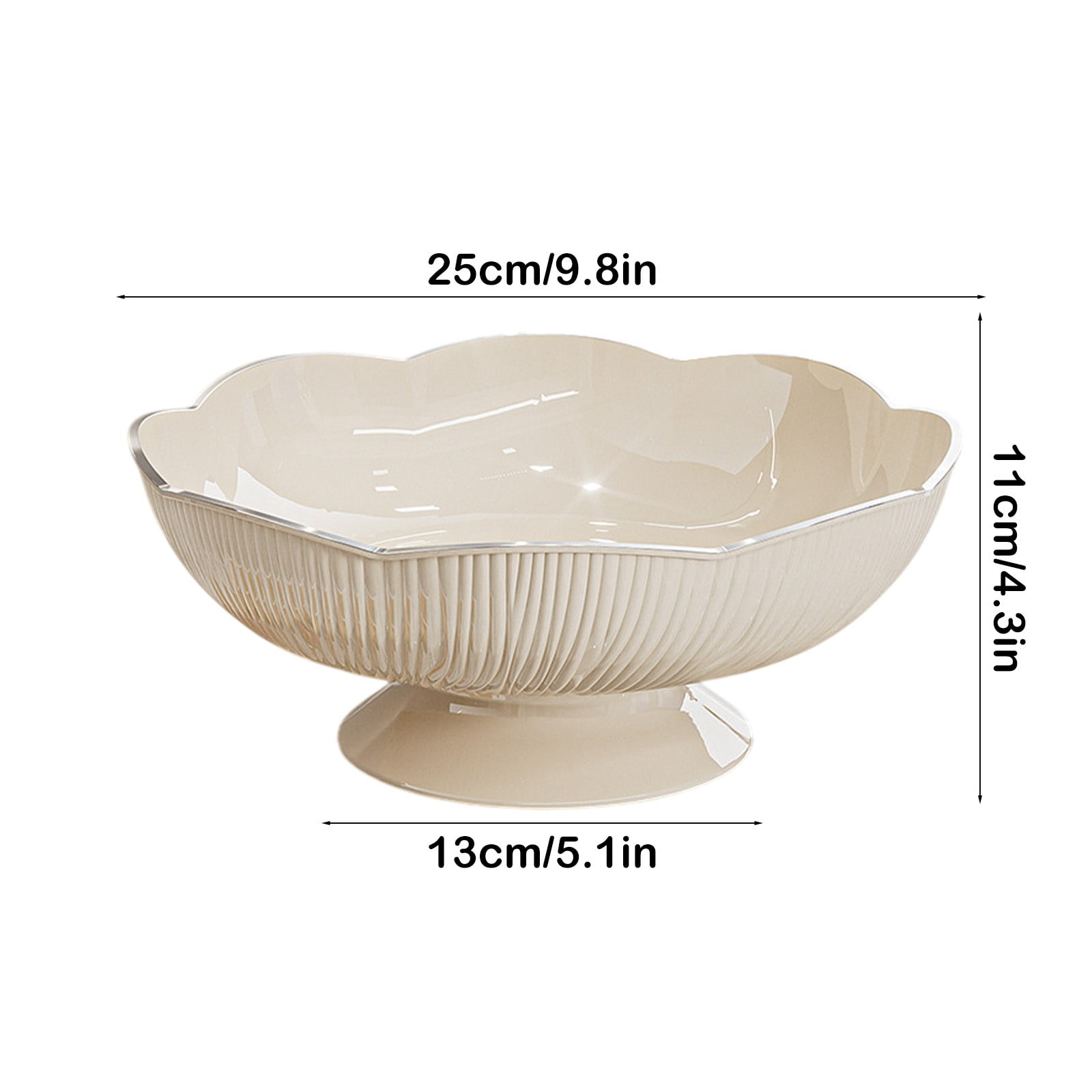 Ceramic Fruit Bowl for Kitchen Counter, Lights Pitches Fruit Plates, Decorative Bowl, Pedestal Bowl, Footed Bowl, Modern Fruit Bowl, Large Fruit Bowl, Home Decorative Bowls White - Image 3