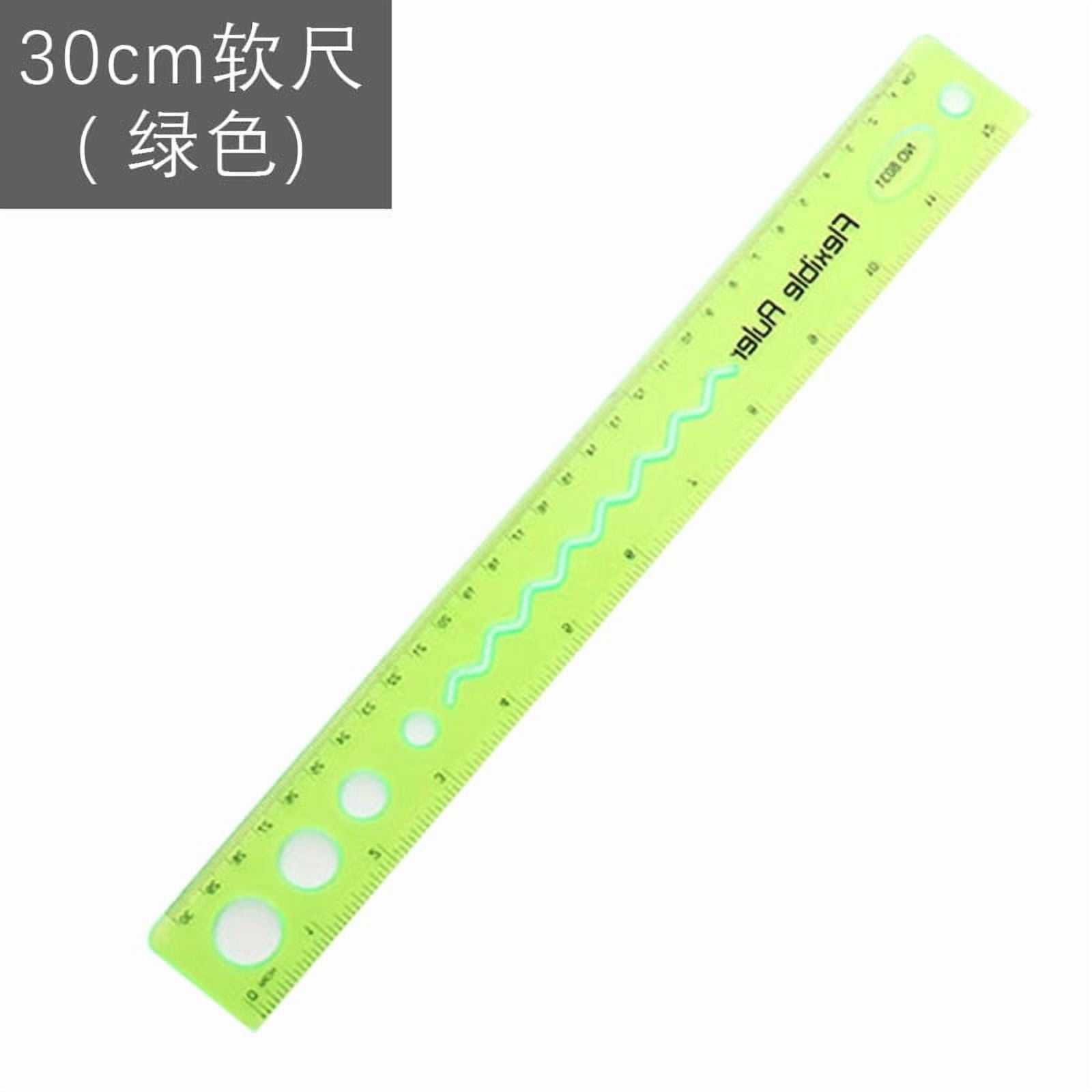 30cm/12inch Flexible Ruler, Rubber Plastic Ruler, Foldable Ruler Folding Soft Plastic Ruler, Shatterproof Straight Measuring Tools for Office Family Supplies(Blue) Green - Image 1