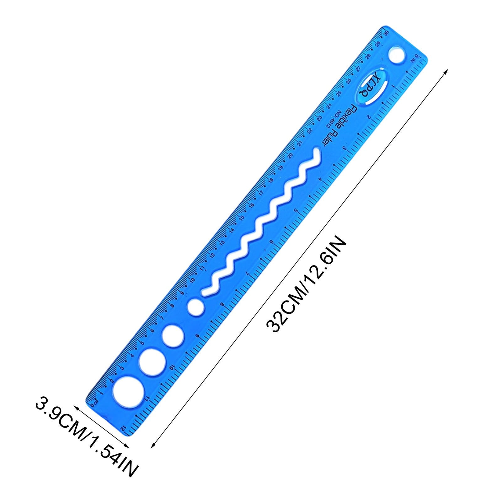 30cm/12inch Flexible Ruler, Rubber Plastic Ruler, Foldable Ruler Folding Soft Plastic Ruler, Shatterproof Straight Measuring Tools for Office Family Supplies(Blue) Yellow - Image 2