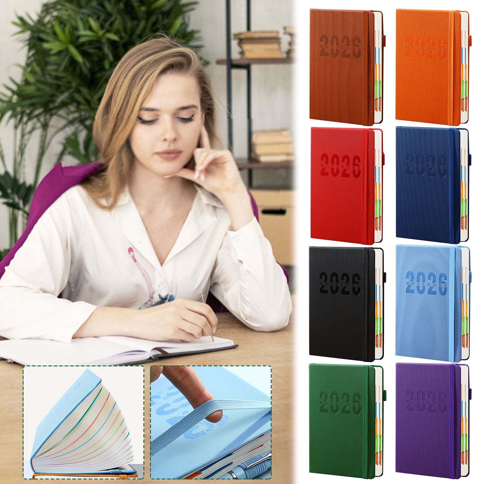 2026 Weekly Planner Notebook, Daily Planner Hardcover Calendar with Tabs and Pen Strap, 200 Pages Journaling Notebooks Daily Time Management Plan for Office Work(Purple) Blue - Image 4
