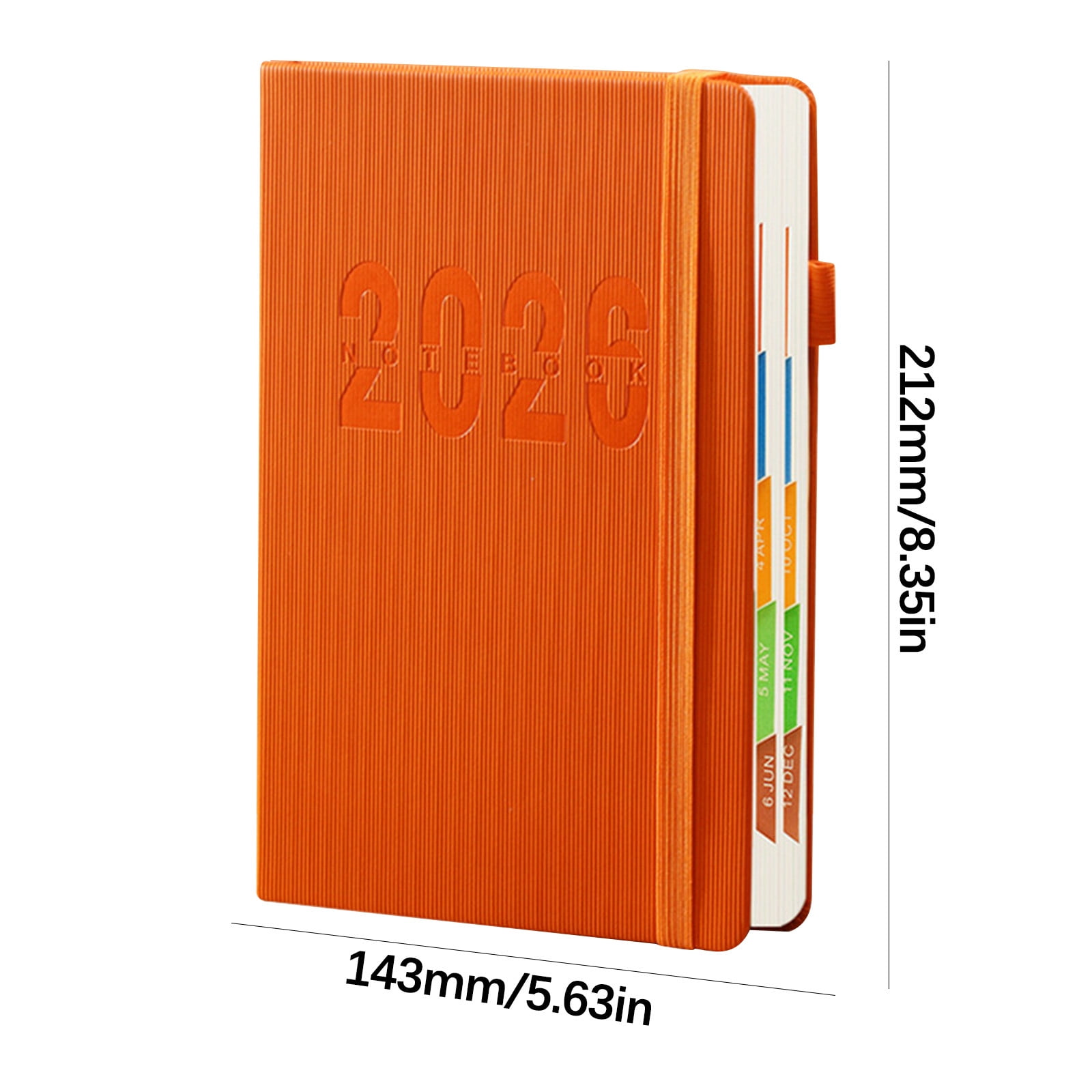 2026 Weekly Planner Notebook, Daily Planner Hardcover Calendar with Tabs and Pen Strap, 200 Pages Journaling Notebooks Daily Time Management Plan for Office Work(Purple) Orange - Image 3