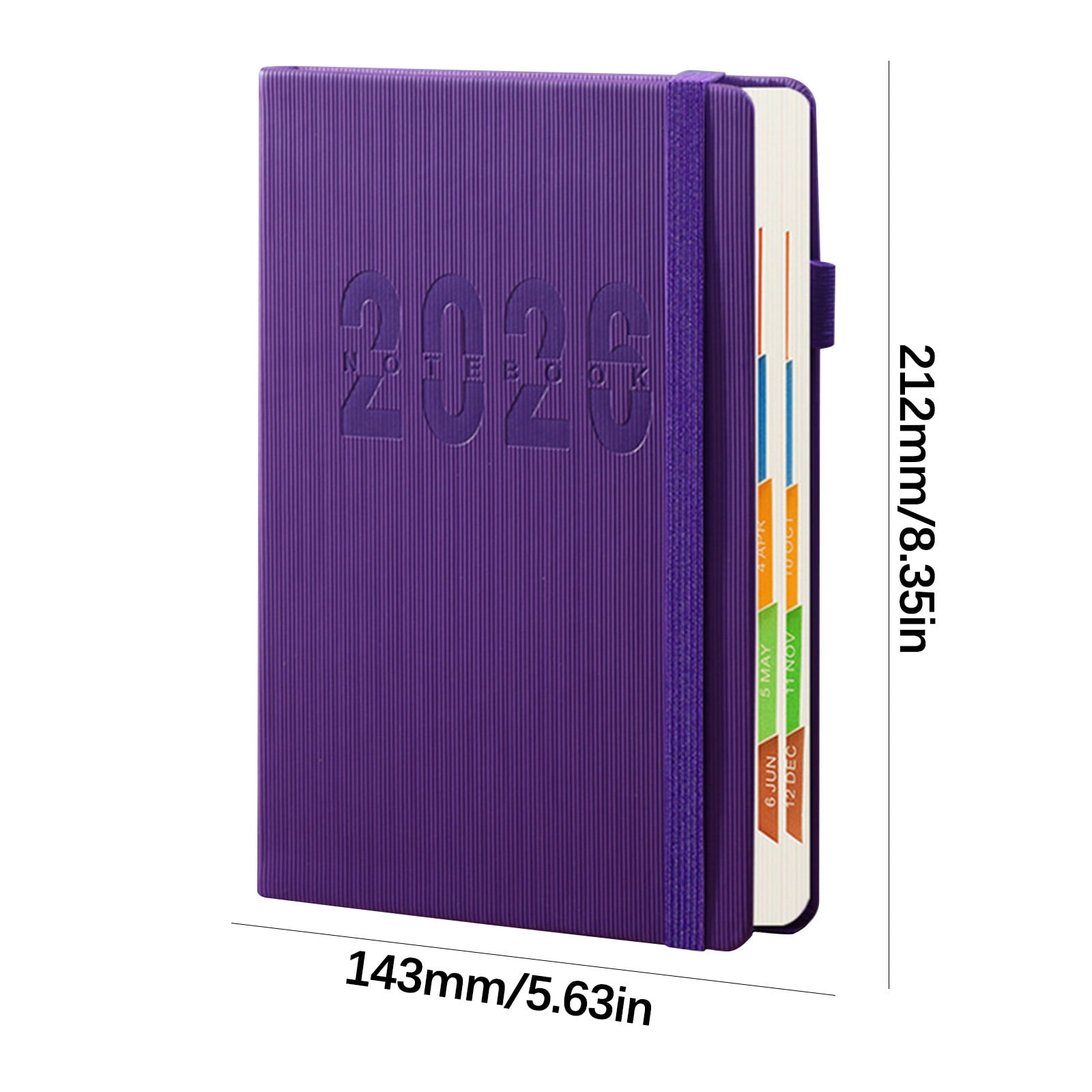 2026 Weekly Planner Notebook, Daily Planner Hardcover Calendar with Tabs and Pen Strap, 200 Pages Journaling Notebooks Daily Time Management Plan for Office Work(Purple) Purple - Image 3