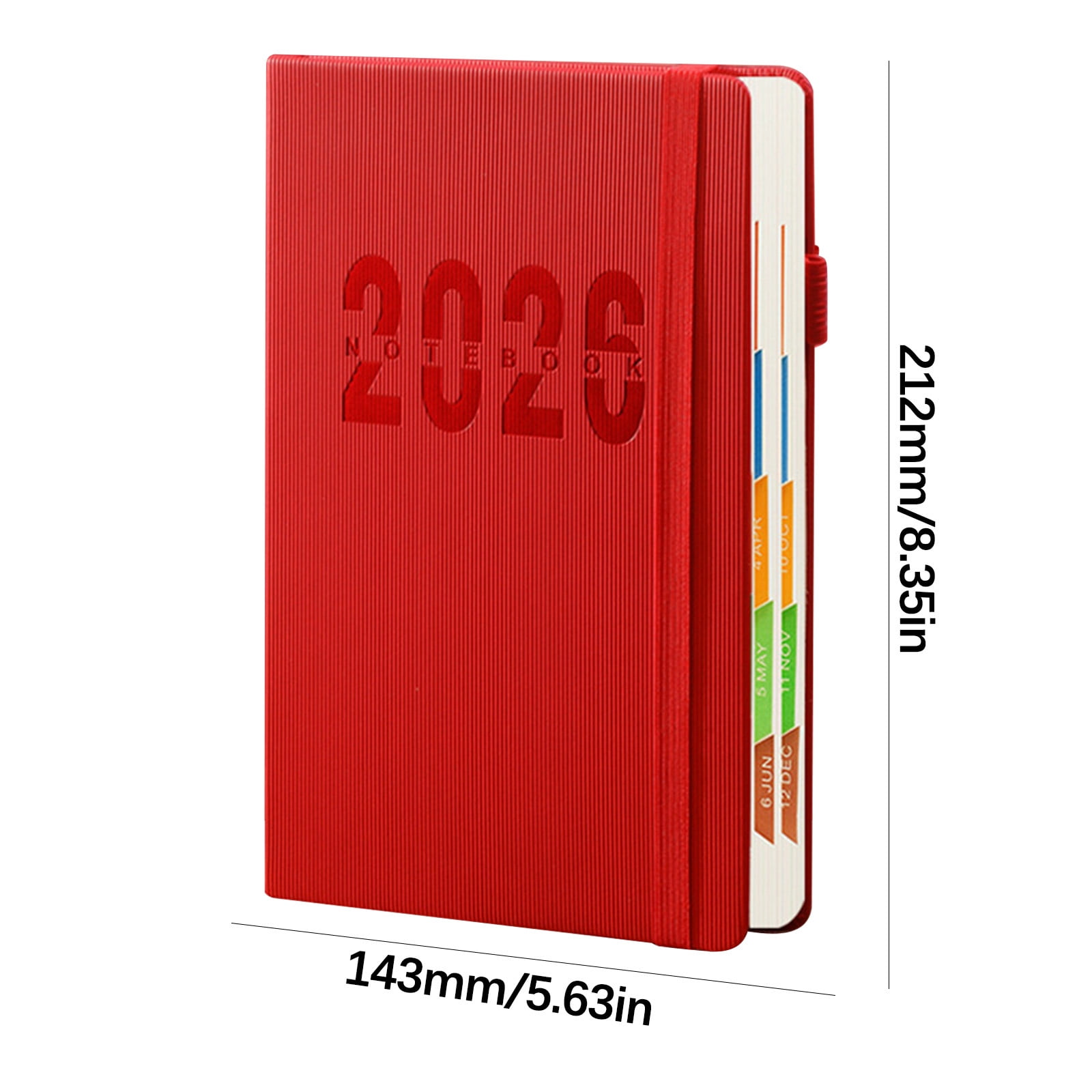 2026 Weekly Planner Notebook, Daily Planner Hardcover Calendar with Tabs and Pen Strap, 200 Pages Journaling Notebooks Daily Time Management Plan for Office Work(Purple) Red - Image 3