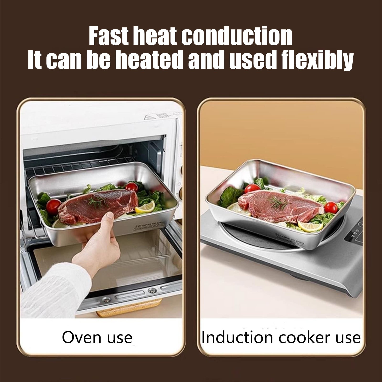 Large Stainless Steel Food Containers, Stainless Steel Dumpling Box, Rectangle Food Storage Box, Leak Proof Plastic Lid, Airtight Meat Storage Container, for Fridge, Kitchen, Dishwasher Safe Silver - Image 6