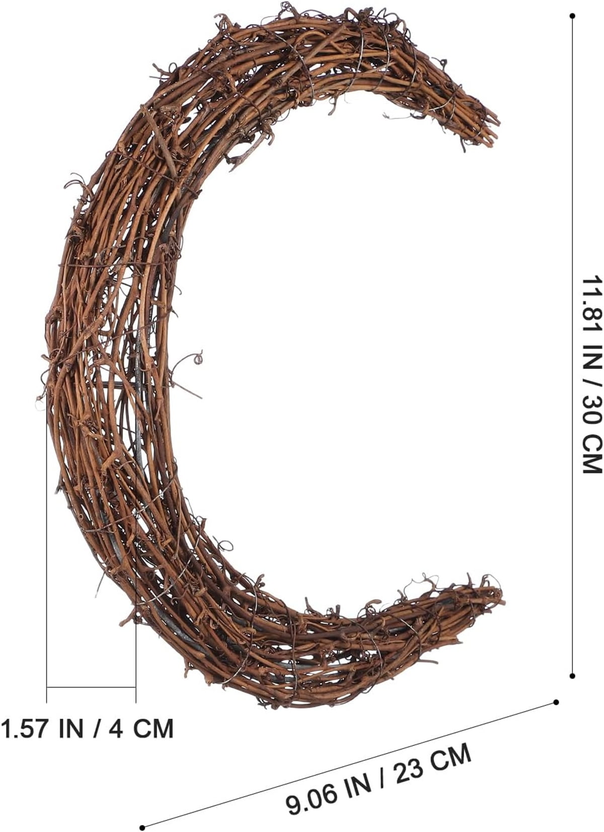 Tutuviw Rattan Crescent Moon Shaped Wreath Grapevine Wreath 11.8in Natural Rattan Wreath Vine Branch Wreath Garland Floral Hoop Ring Wooden Half Moon Decor for DIY Crafts Christmas - Image 2