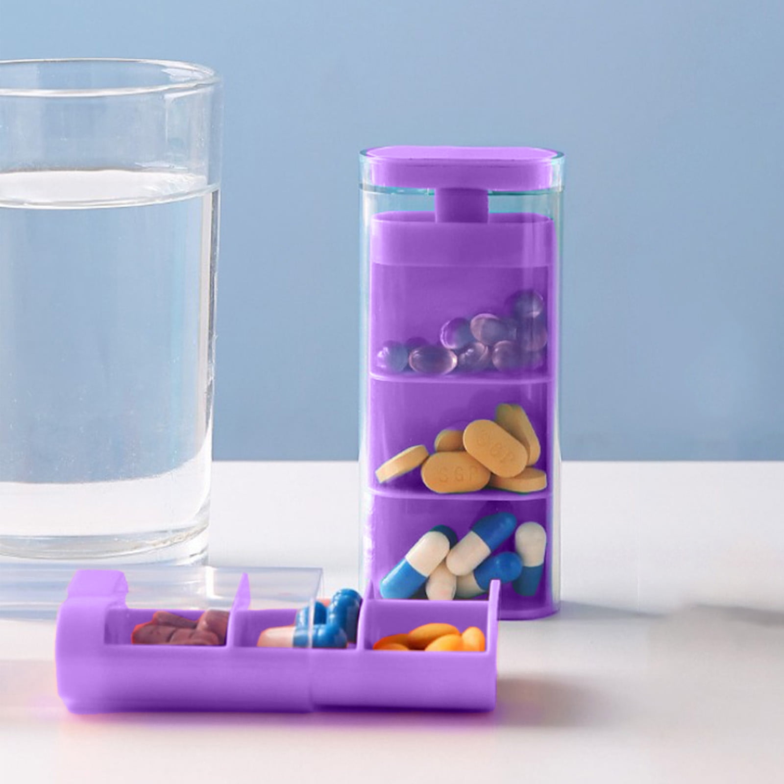 Large Pill Organizer, Pill Box 3 Day, Daily Pill Organizer, 3 Compartments Big Pill Case, for Supplements Jumbo Pill Holder, for Vitamins Huge Medicine Organizer 3 Times a Day Blue - Image 1