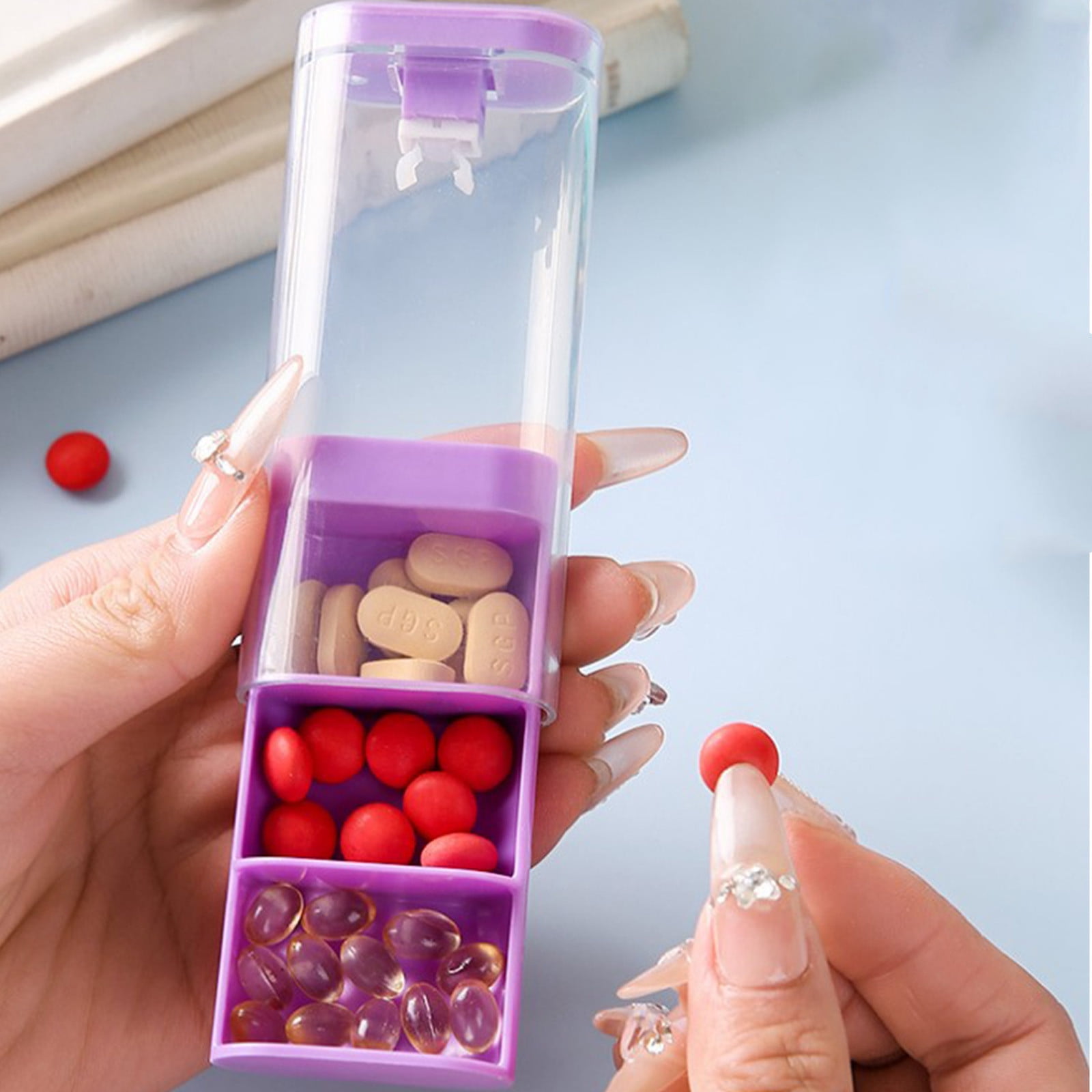 Large Pill Organizer, Pill Box 3 Day, Daily Pill Organizer, 3 Compartments Big Pill Case, for Supplements Jumbo Pill Holder, for Vitamins Huge Medicine Organizer 3 Times a Day Purple - Image 4