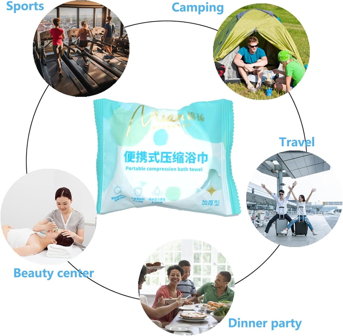 QZS Thicker Compressed Towel Tablets,Disposable Compressed Bath Towel,Portable Compressed Coin Tissue for Travel,Spa,Hotel,Business,4pcs - Image 7